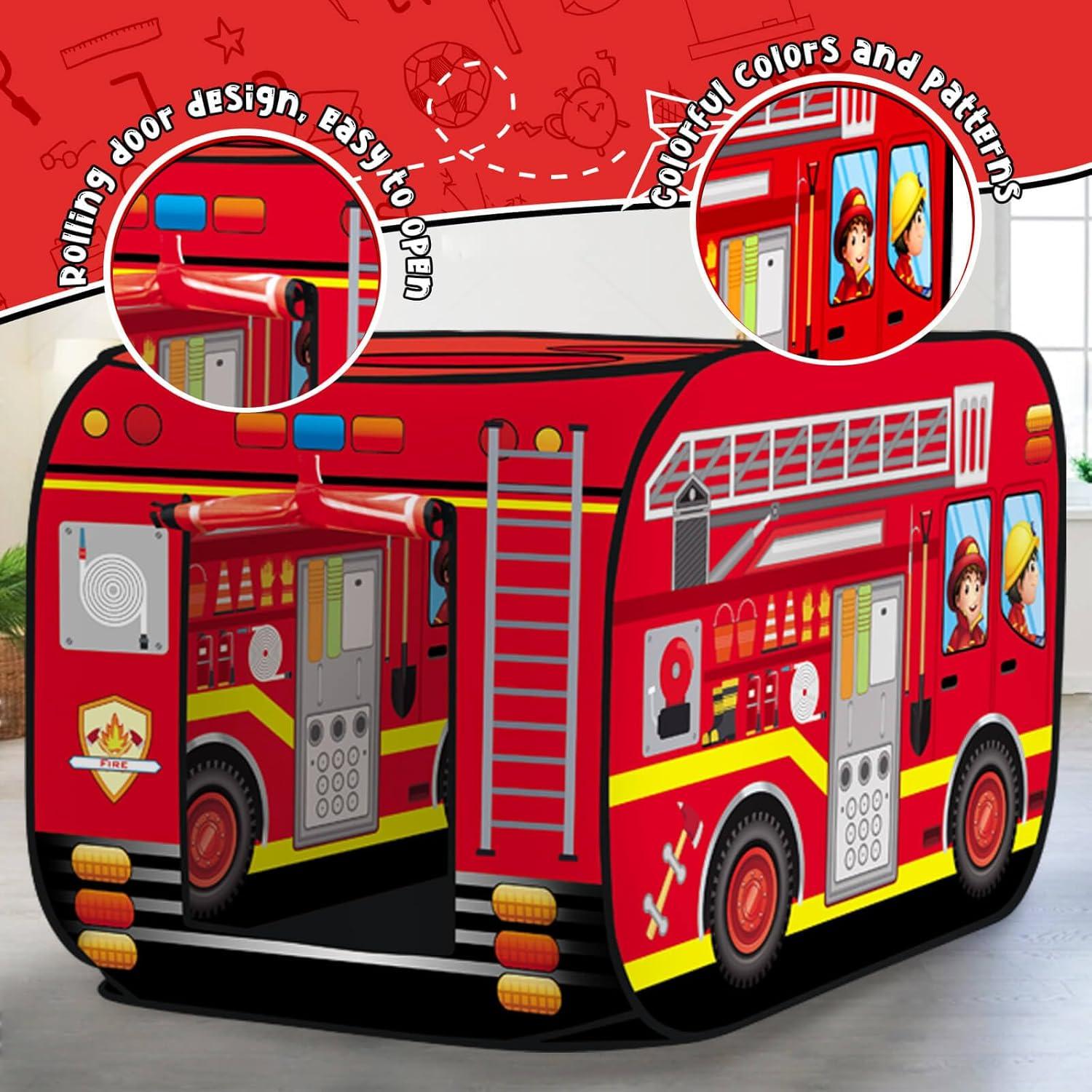 Tienda de Juego Pop Up Britik Camión de Bomberos 112x70cm
