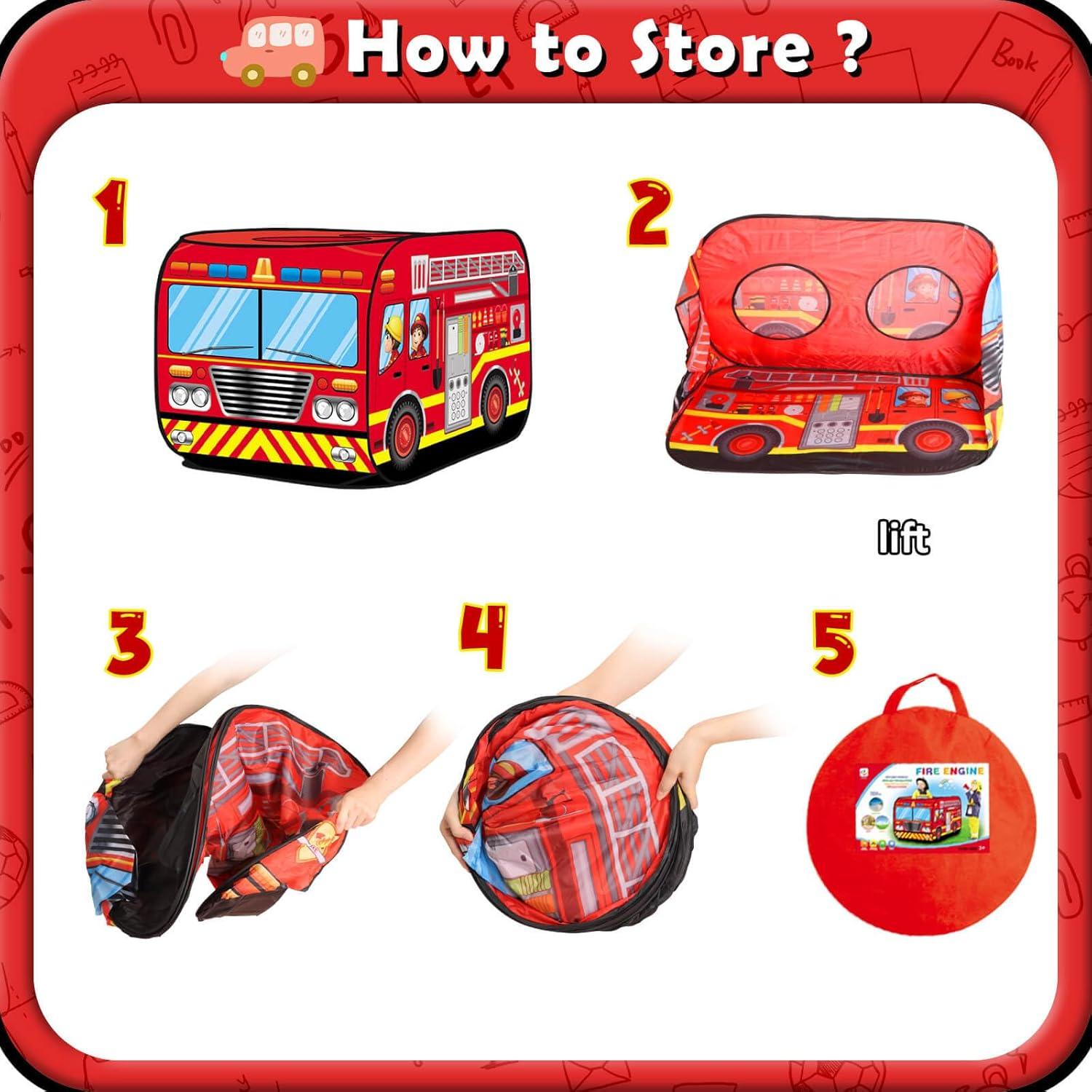 Tienda de Juego Pop Up Britik Camión de Bomberos 112x70cm