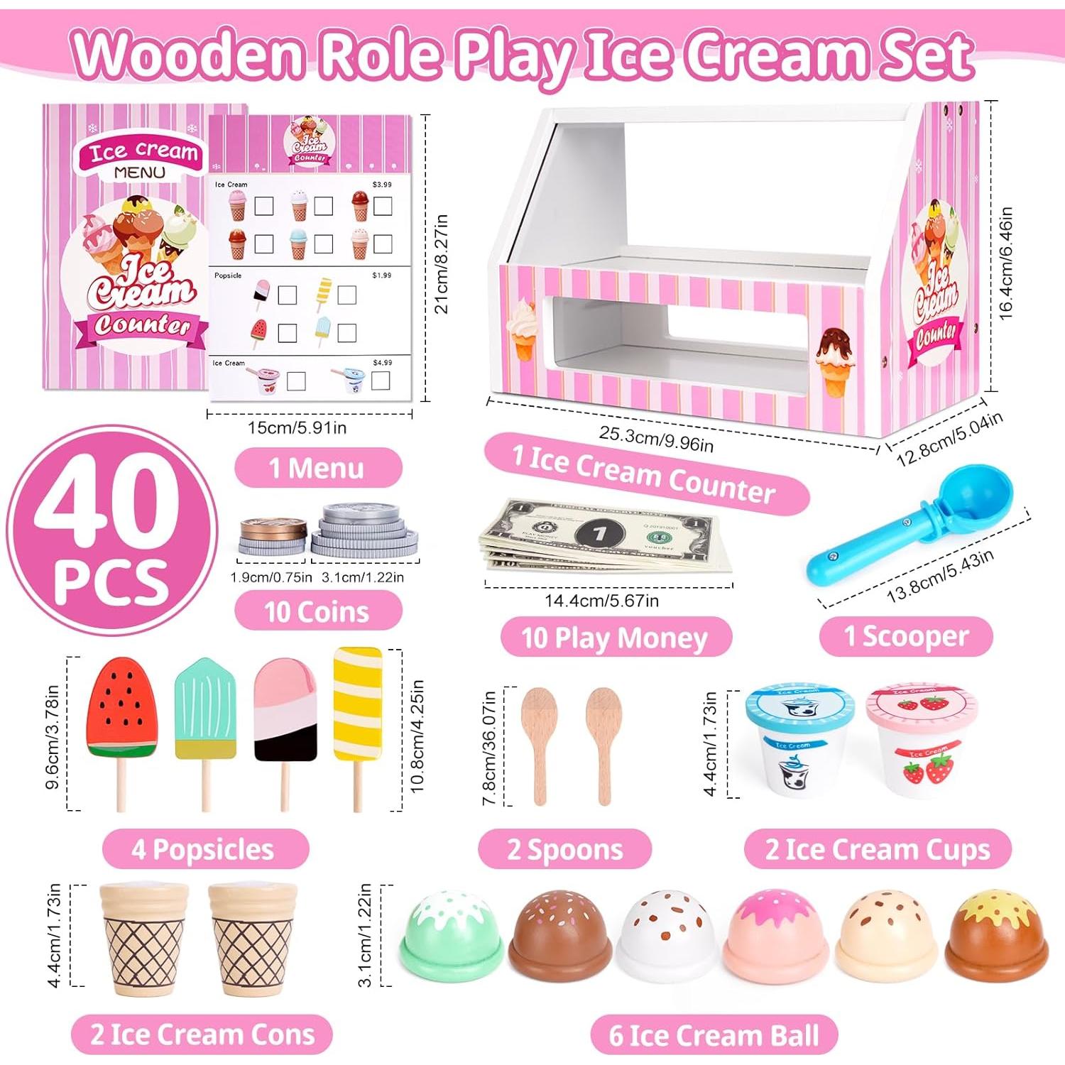 Set de Juego de Helado de Madera Shen Zhen 26.5x14x17.5cm