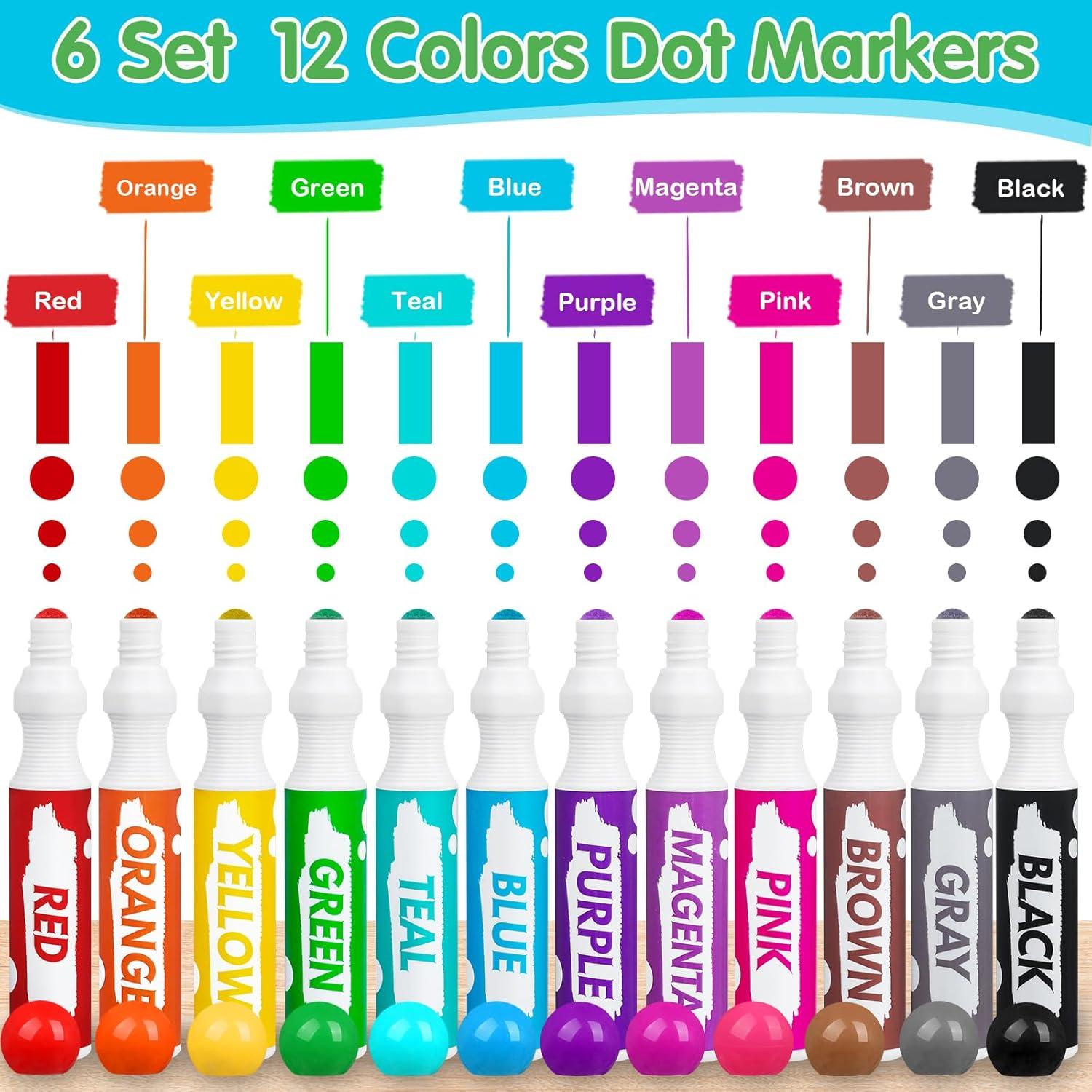 Marcadores de Puntos Vakuny 72pcs Lavables para Niños 40ml