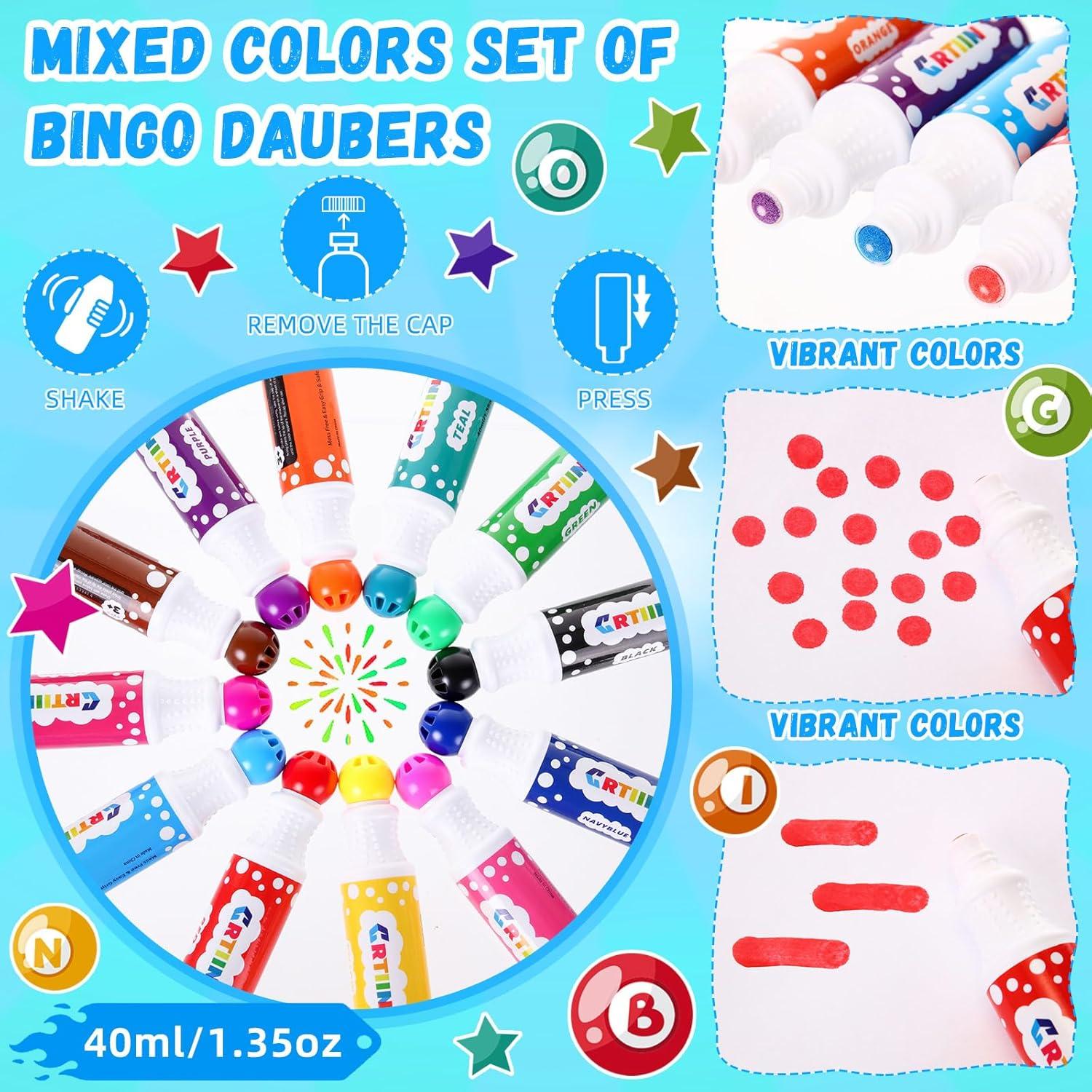 Set de 36 Marcadores de Bingo Crtiin 40ml en 12 Colores