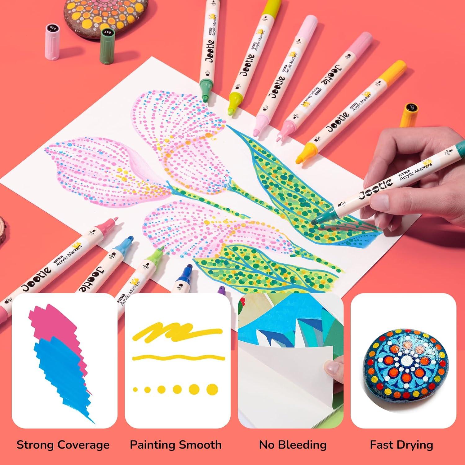 Set de Marcadores Acrílicos Jootle 36 Colores Doble Punta 1-5mm