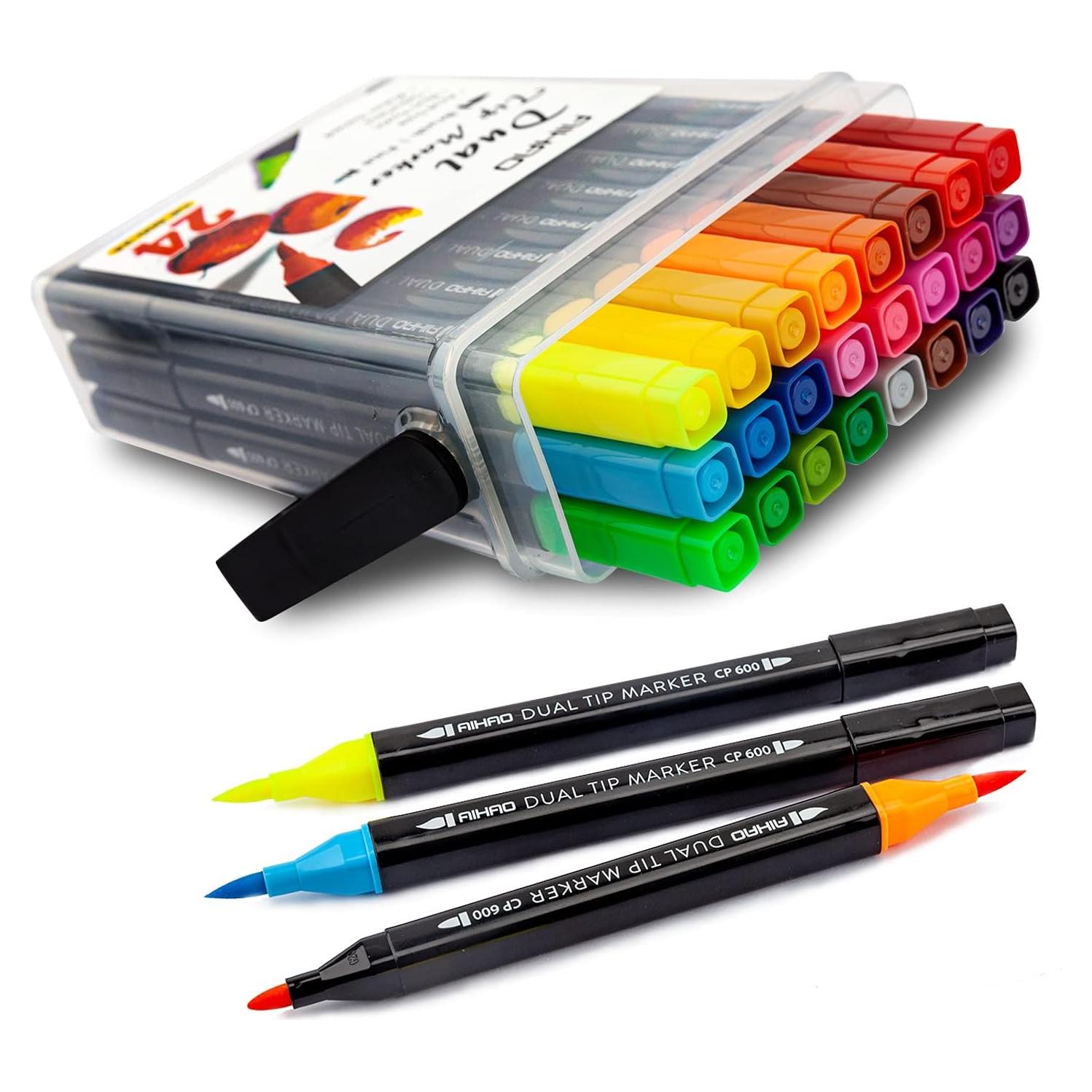 Marcadores Lavables AIHAO Doble Punta 24 Colores para Niños