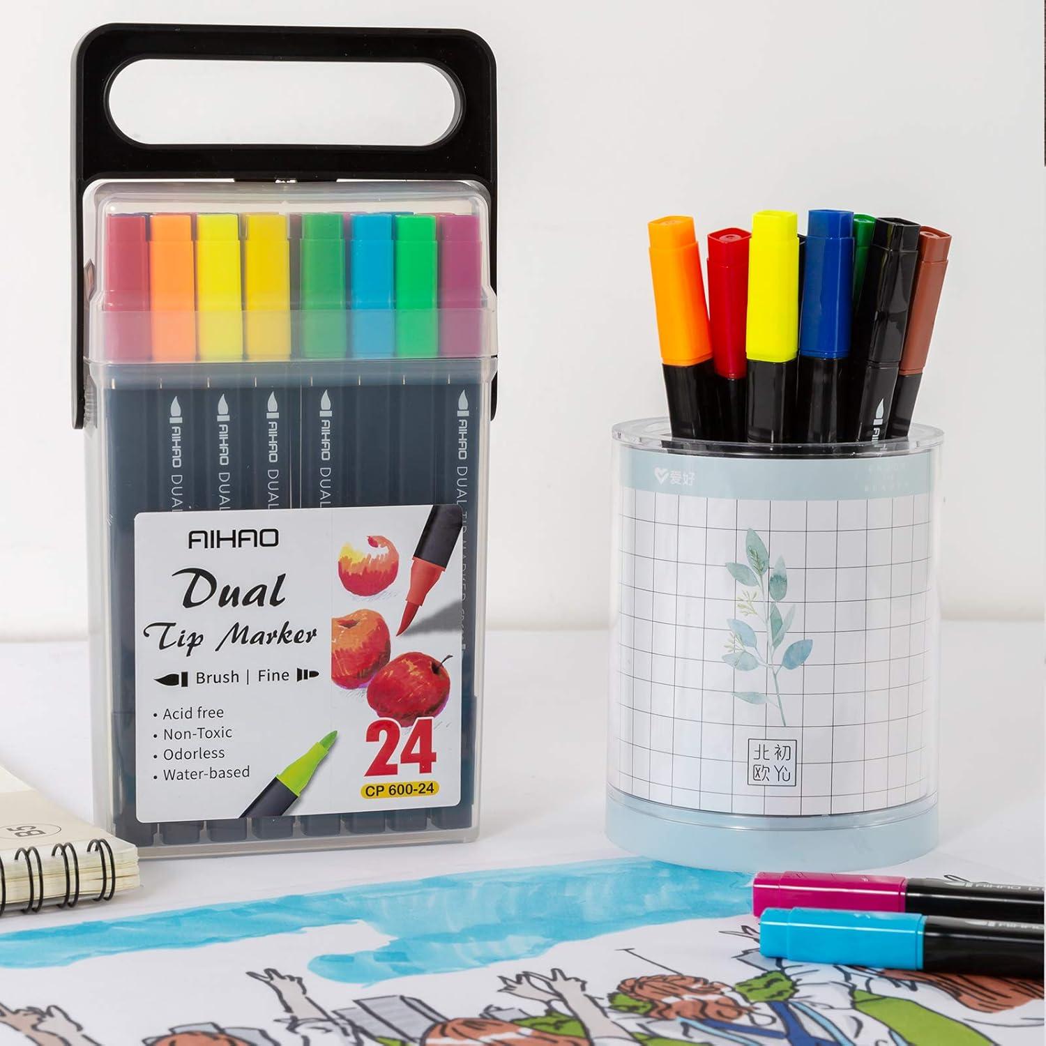 Marcadores Lavables AIHAO Doble Punta 24 Colores para Niños