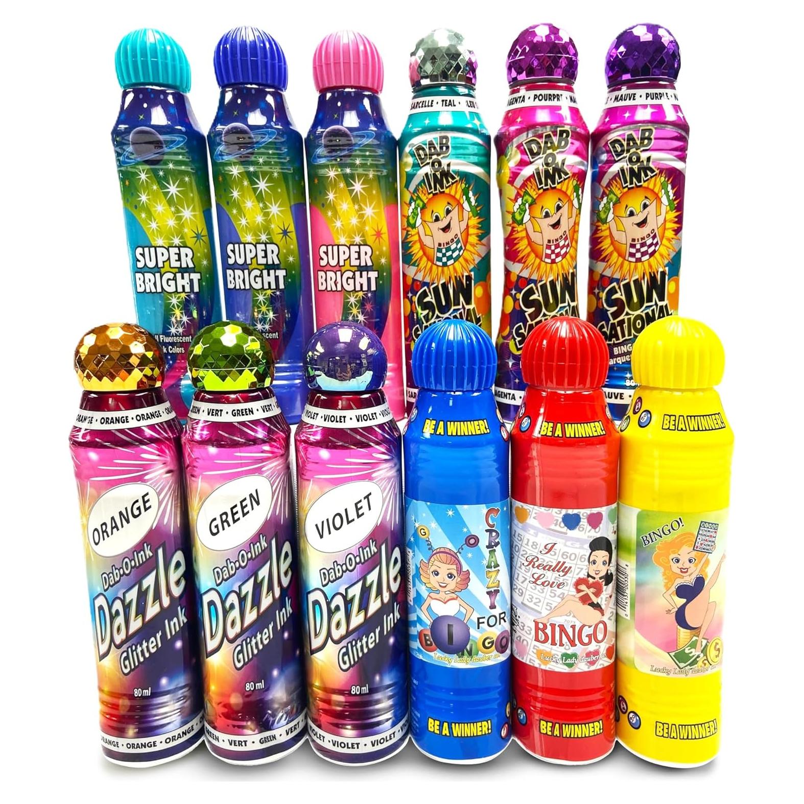 Marcadores de Bingo Lucky Lady - Paquete de 12 Daubers Brillantes