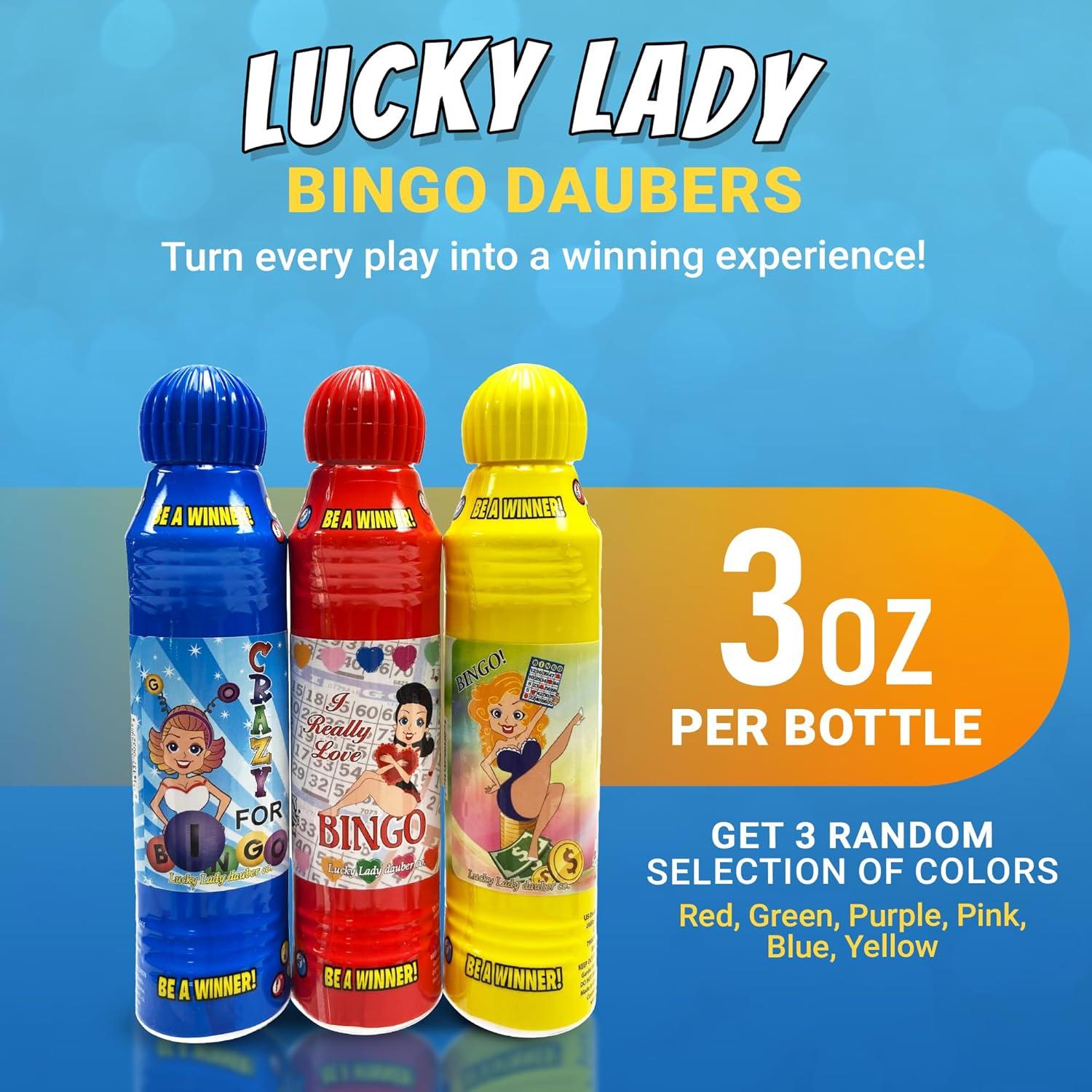 Marcadores de Bingo Lucky Lady - Paquete de 12 Daubers Brillantes