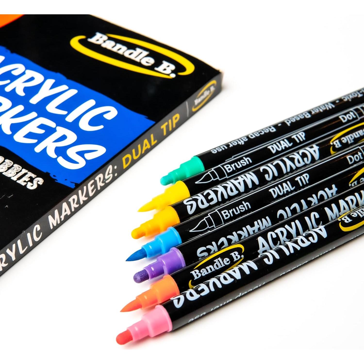 Marcadores de Pintura Acrílica Bandle B. - Set de 16 Doble Punta