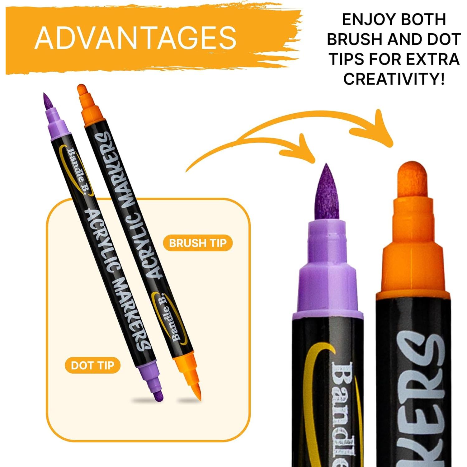 Marcadores de Pintura Acrílica Bandle B. - Set de 16 Doble Punta