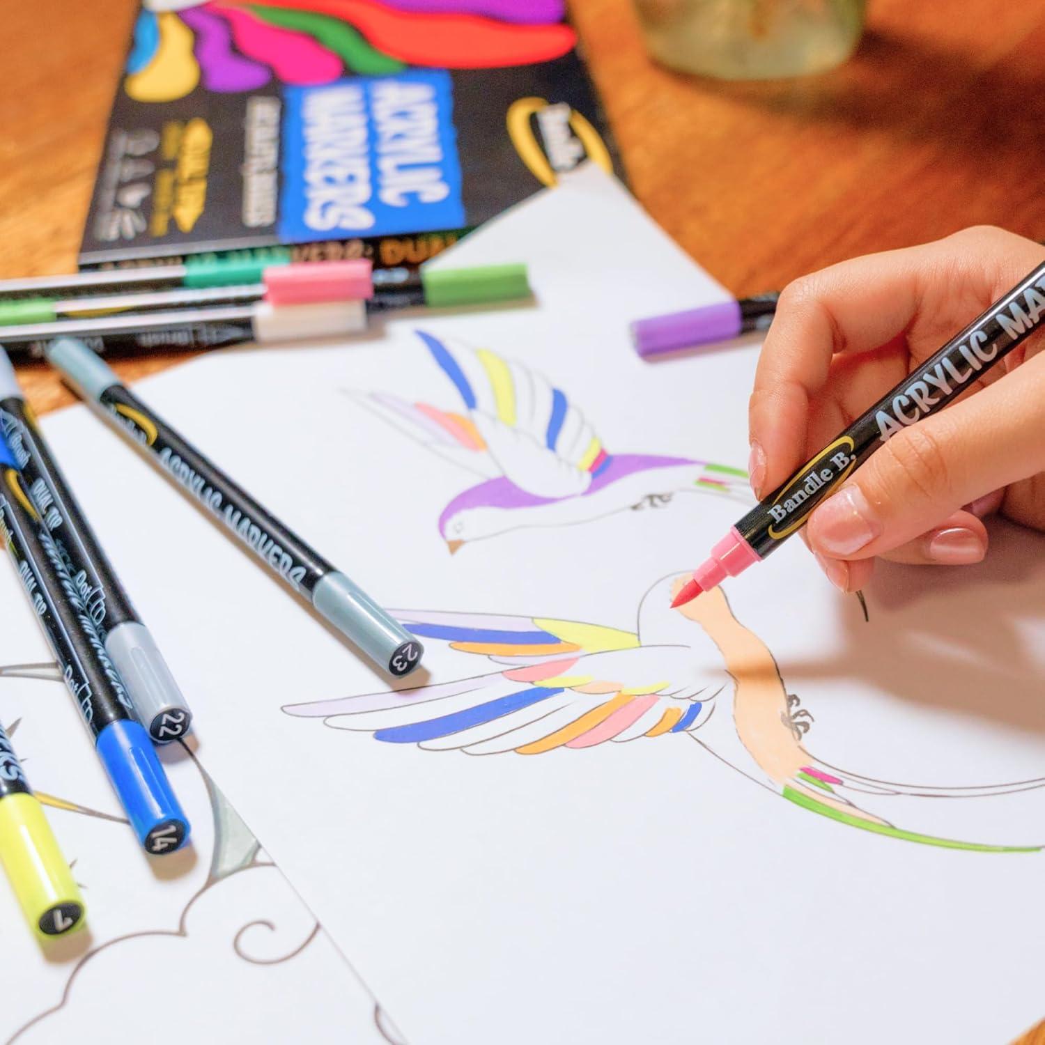 Marcadores de Pintura Acrílica Bandle B. - Set de 16 Doble Punta