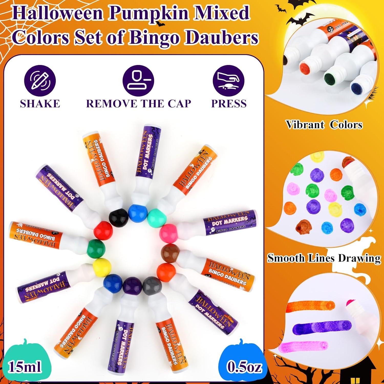 Set de 48 Daubers de Bingo Halloween Eersida 12 Colores