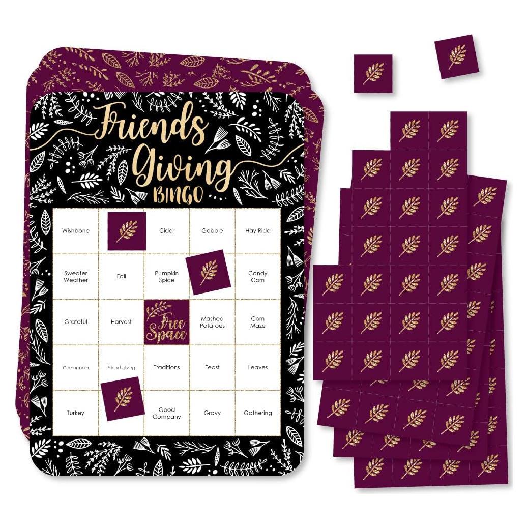 Juego de Bingo Agradecido por los Amigos - 18 Tarjetas y Marcadores