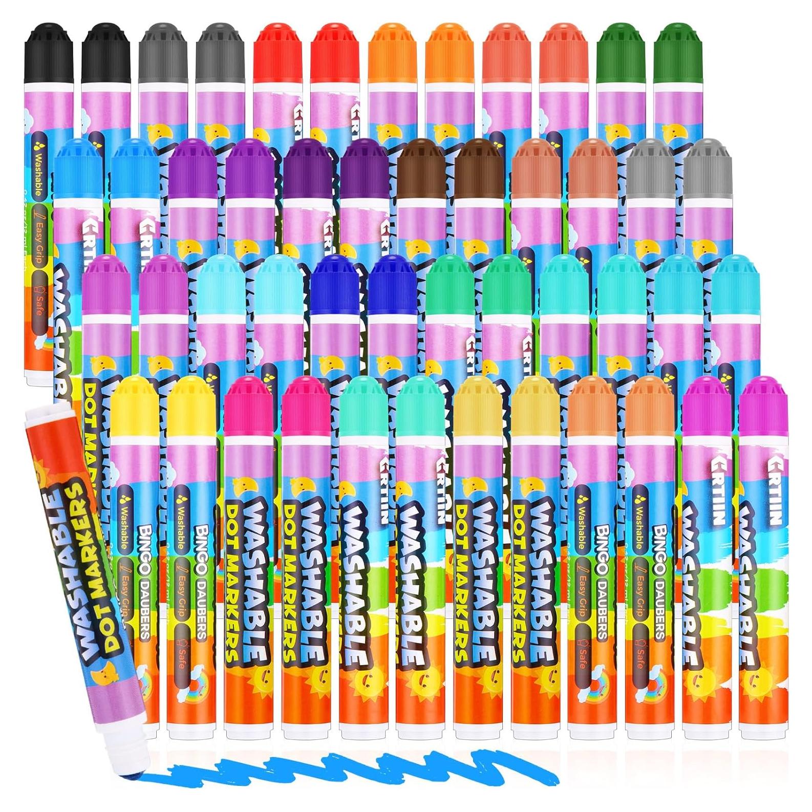 Marcadores de Puntos Crtiin 48 Piezas Lavables para Niños