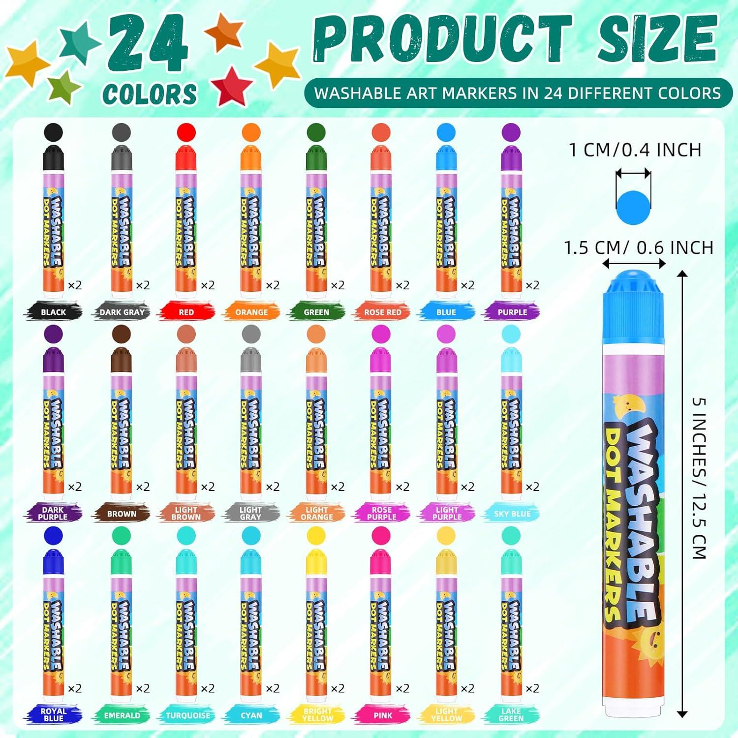 Marcadores de Puntos Crtiin 48 Piezas Lavables para Niños