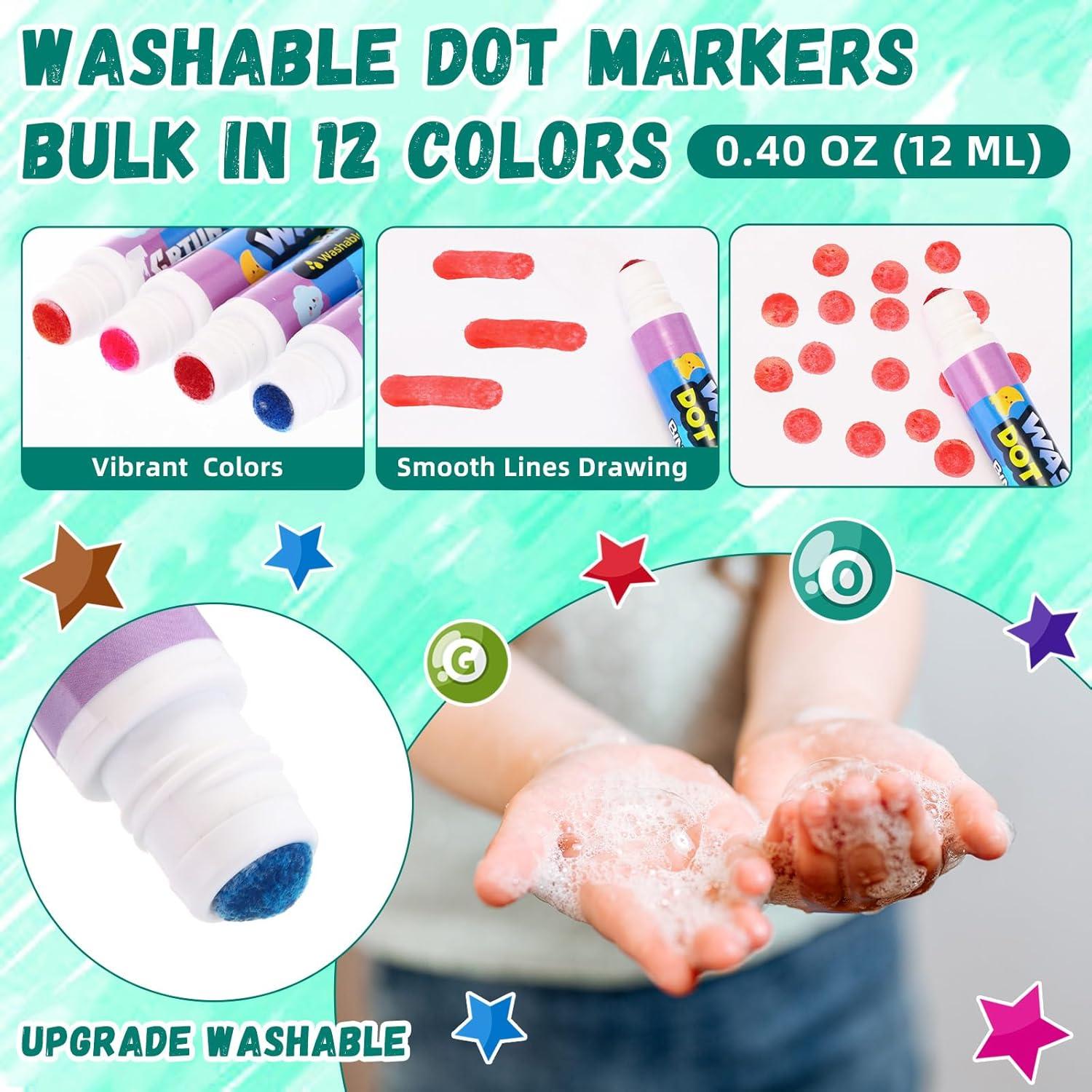 Marcadores de Puntos Crtiin 48 Piezas Lavables para Niños