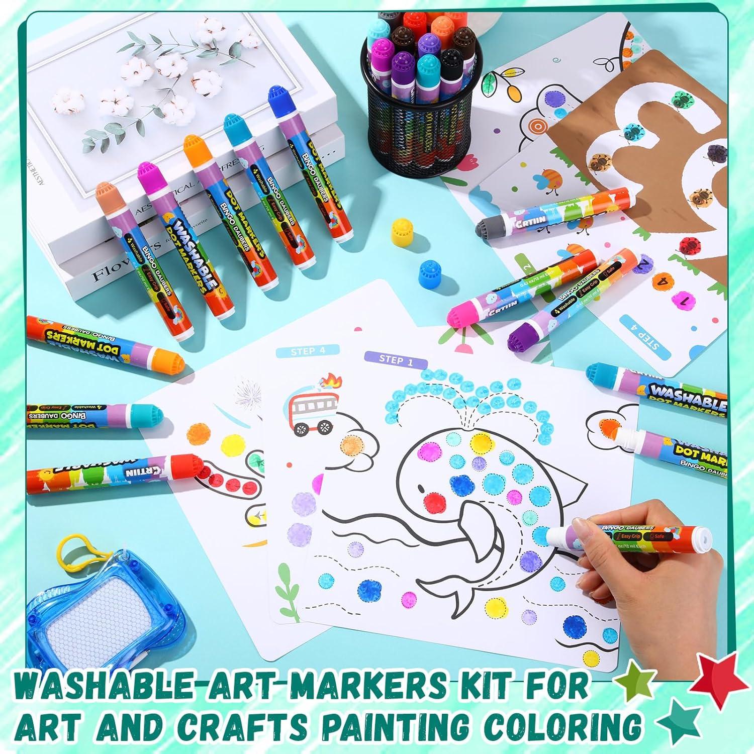 Marcadores de Puntos Crtiin 48 Piezas Lavables para Niños