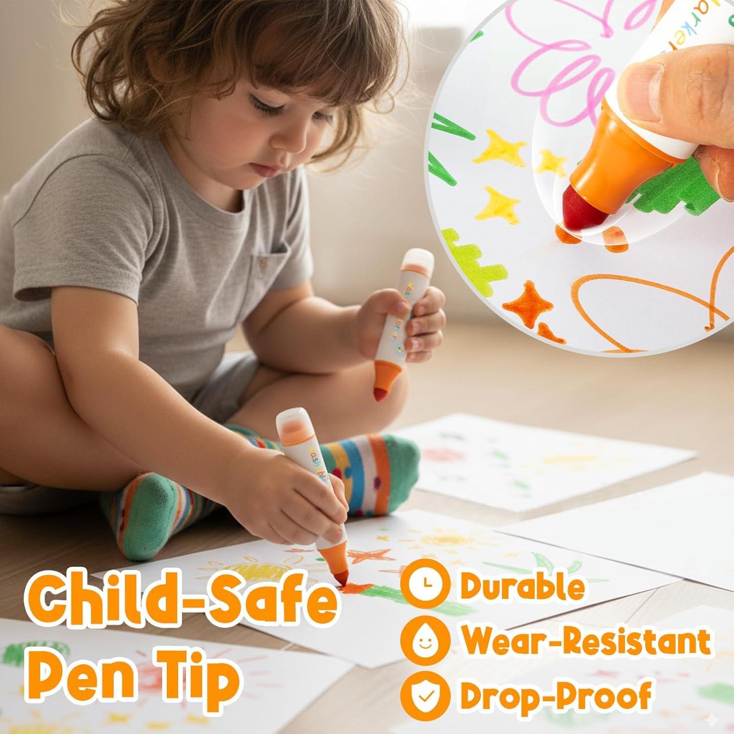 Marcadores Lavables Ohuhu 12 Colores para Niños Punta Doble