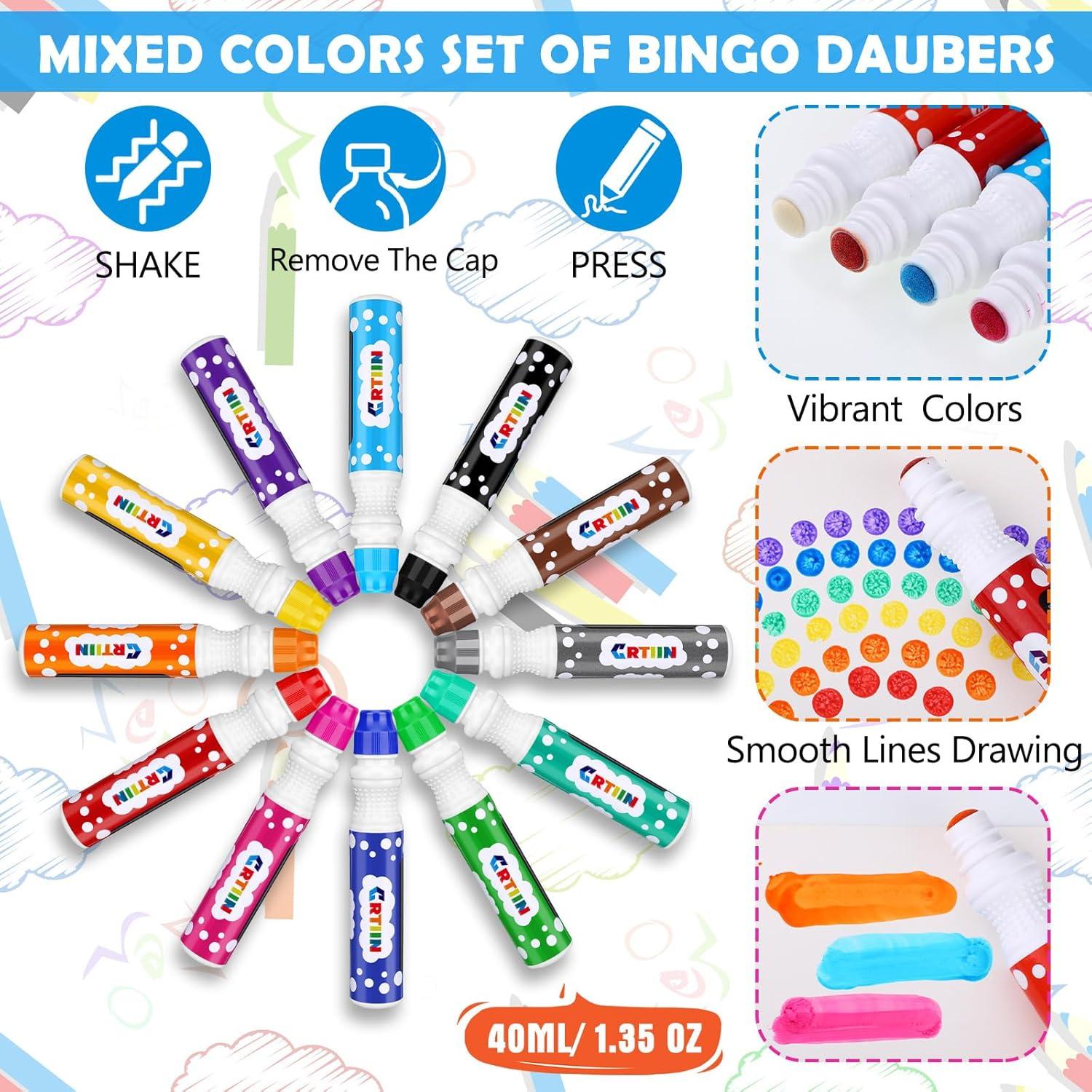 Marcadores de Bingo Crtiin 60 Piezas 12 Colores Surtidos