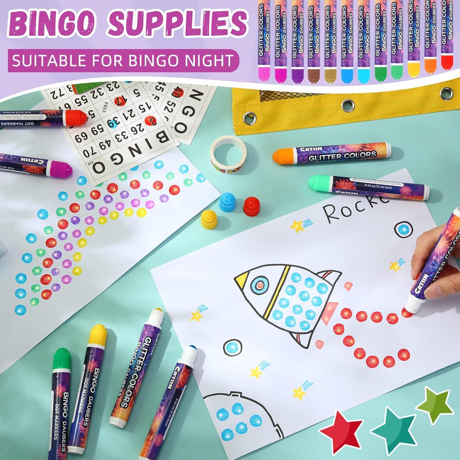 Marcadores de Bingo Brillantes Crtiin - 24 Piezas 12 Colores
