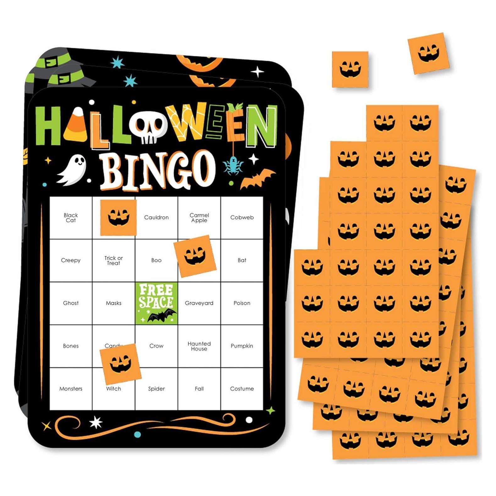 Juego de Bingo Halloween Calabaza Jack-O'-Lantern - 18 Tarjetas