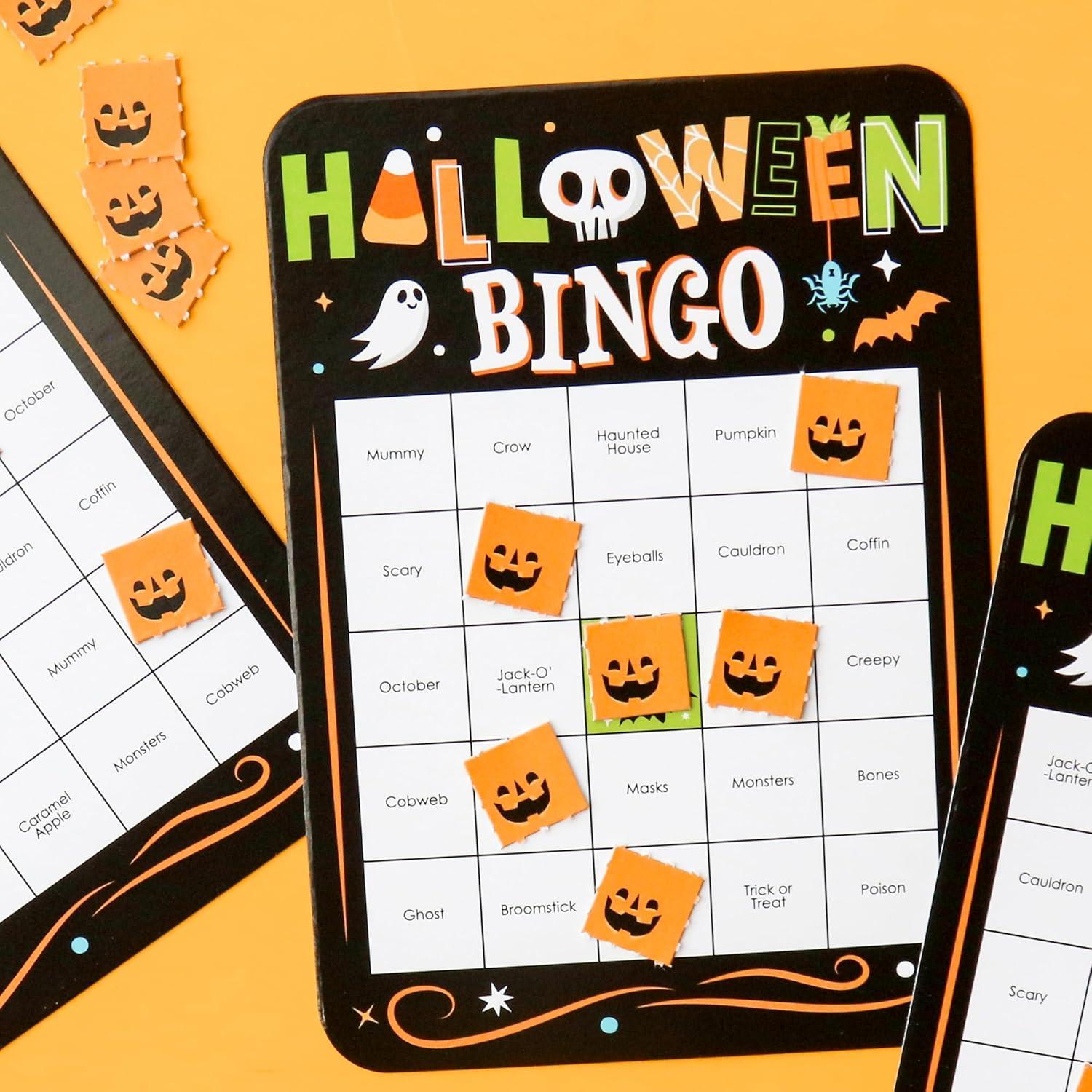 Juego de Bingo Halloween Calabaza Jack-O'-Lantern - 18 Tarjetas