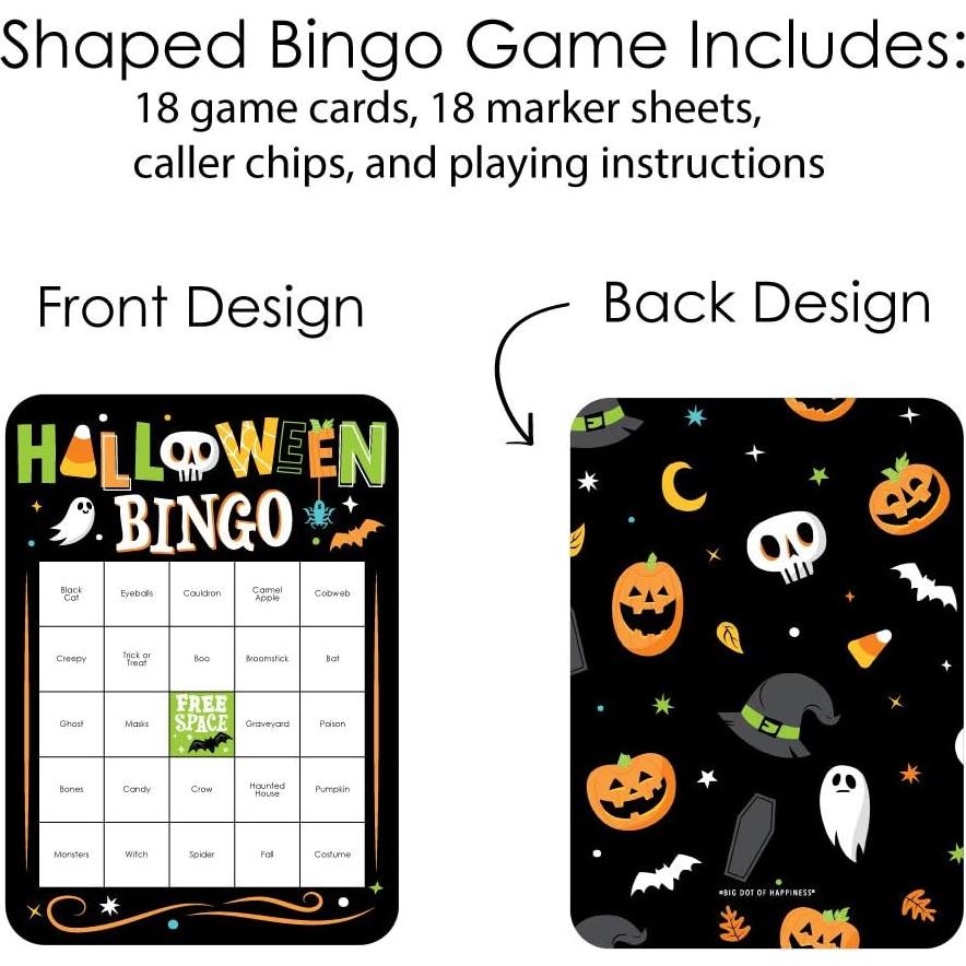 Juego de Bingo Halloween Calabaza Jack-O'-Lantern - 18 Tarjetas