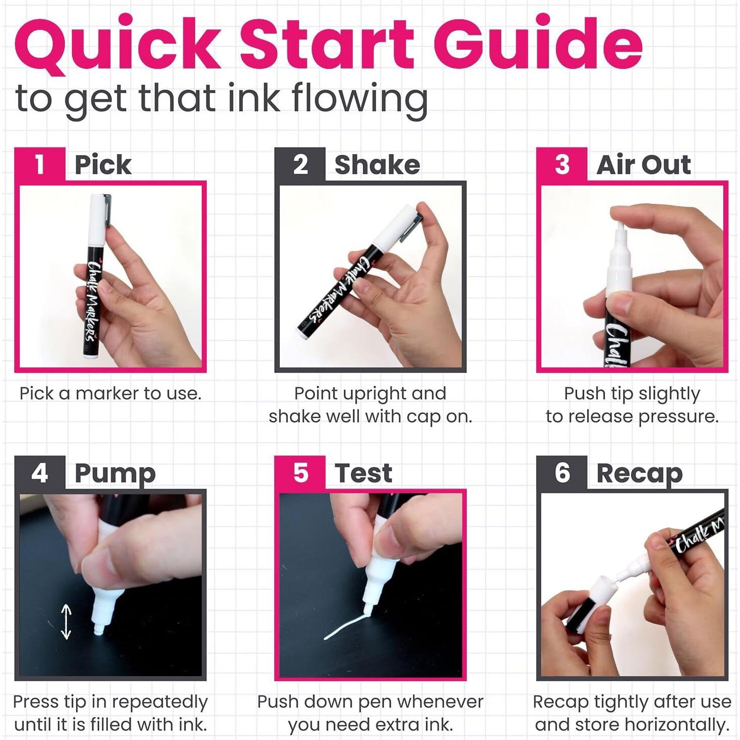 Marcadores de Tiza Blanca Chalkola Punta Fina 3mm - 4 Unidades