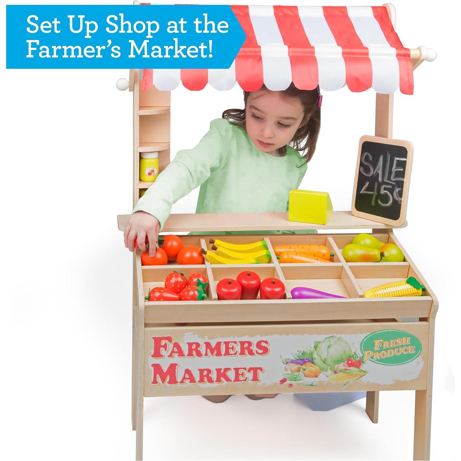 Puesto de Mercado de Agricultores Svan - Juguete de Madera 30+ Piezas