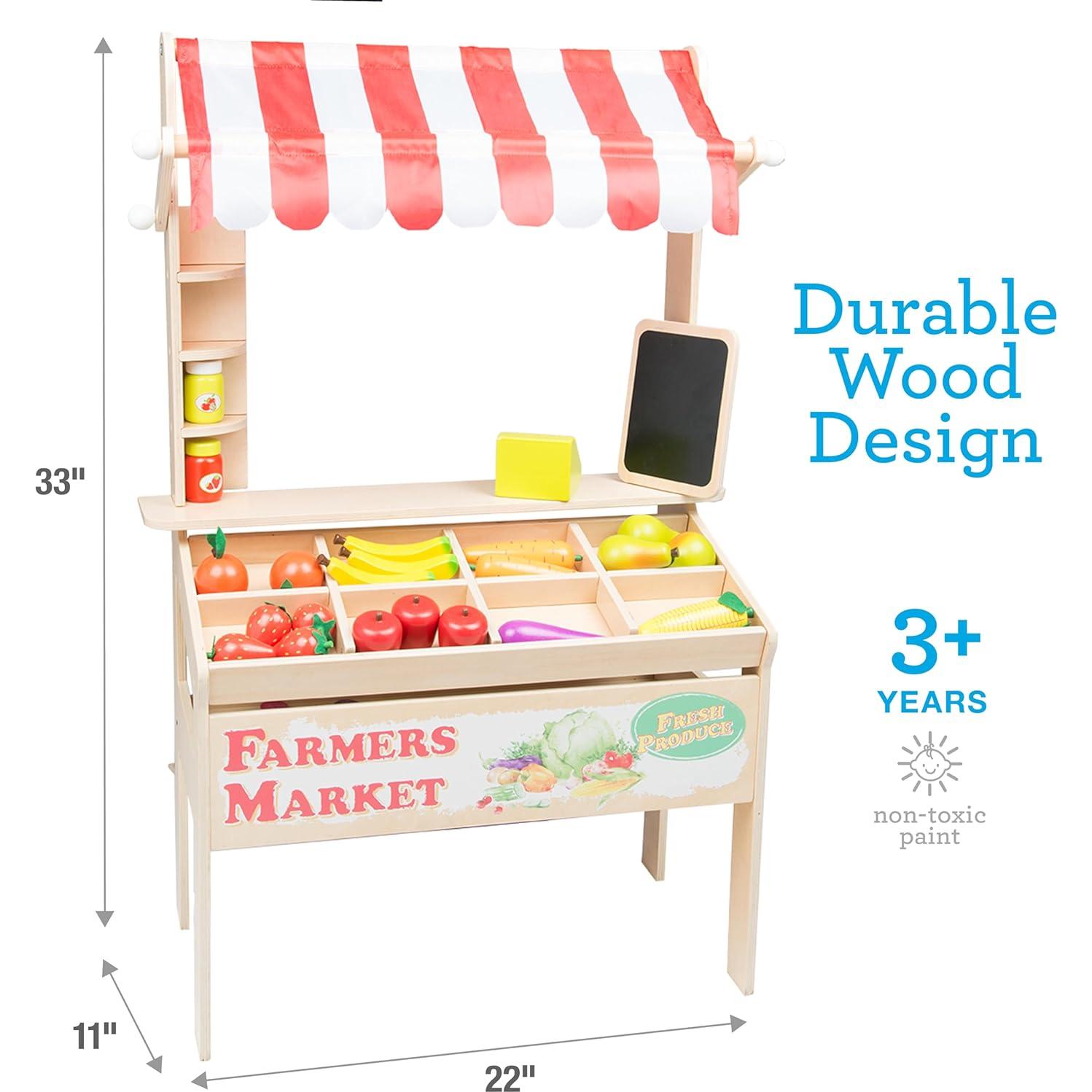 Puesto de Mercado de Agricultores Svan - Juguete de Madera 30+ Piezas