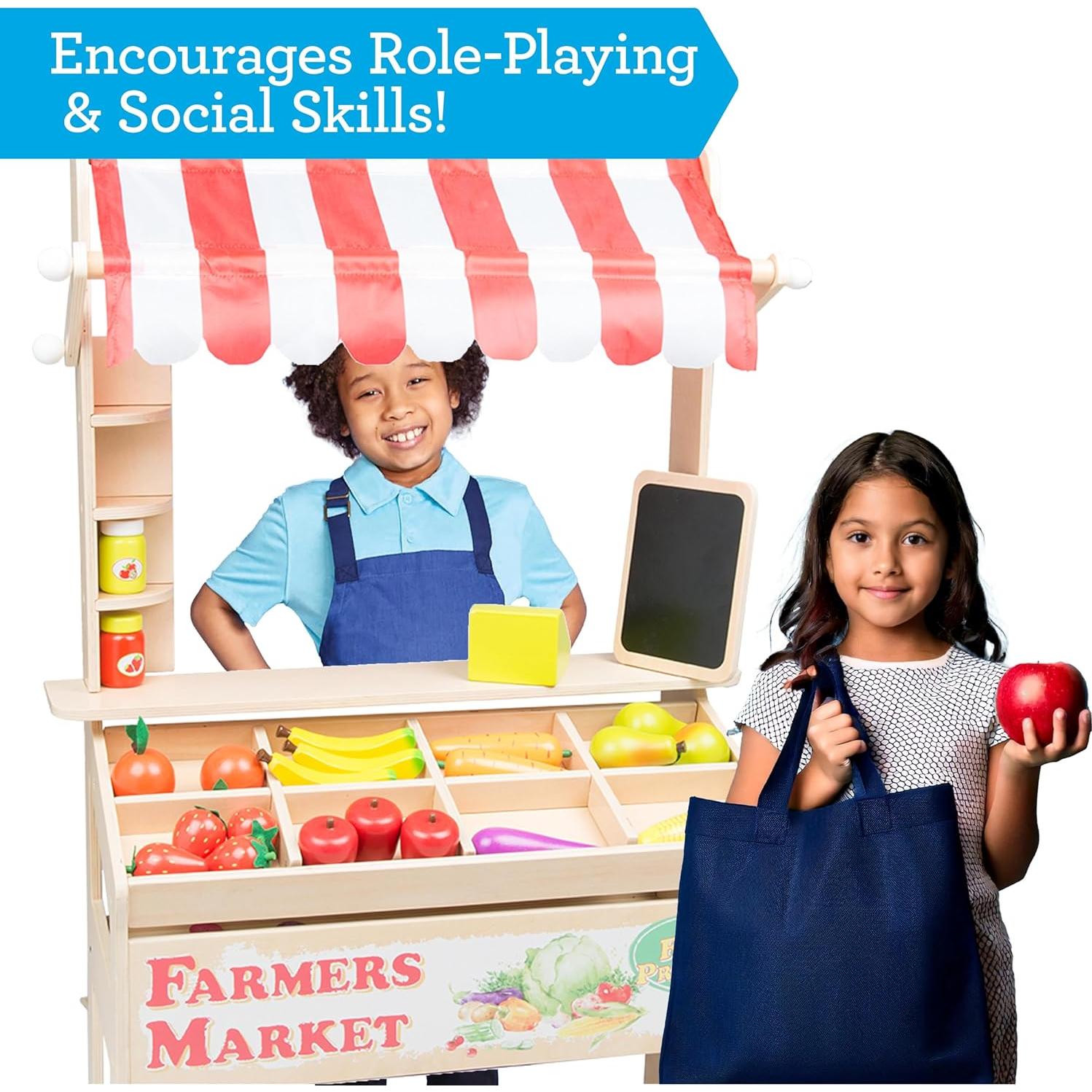 Puesto de Mercado de Agricultores Svan - Juguete de Madera 30+ Piezas