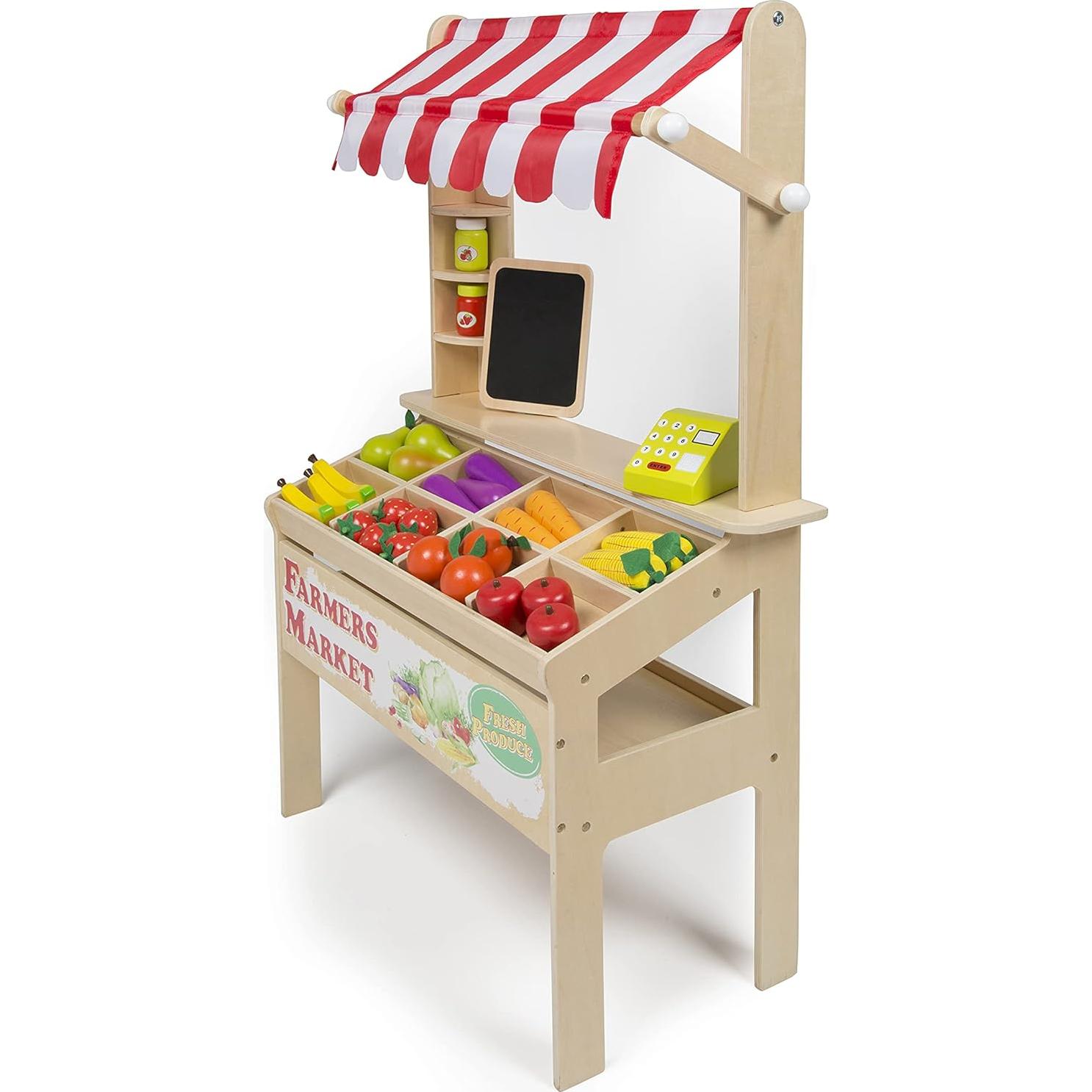 Puesto de Mercado de Agricultores Svan - Juguete de Madera 30+ Piezas