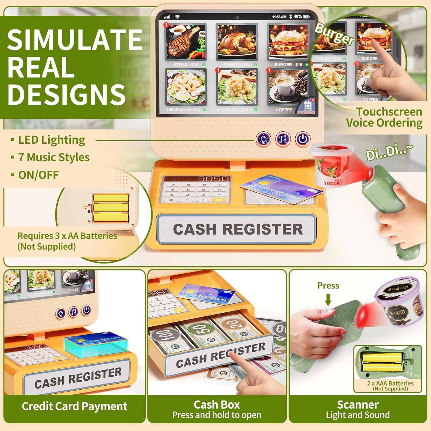 Juego de Supermercado Infantil Pupu Pig 5 en 1 con Caja Registradora