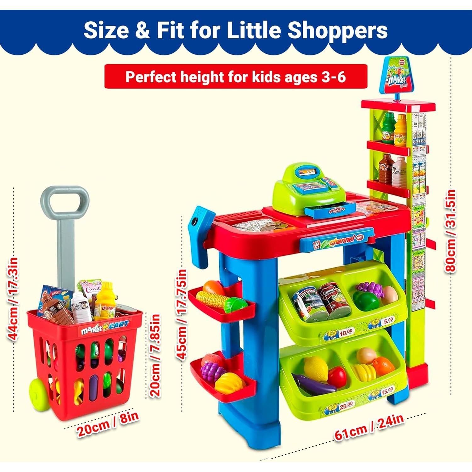 Juego de Supermercado OLEOCA con Carrito y Caja Registradora