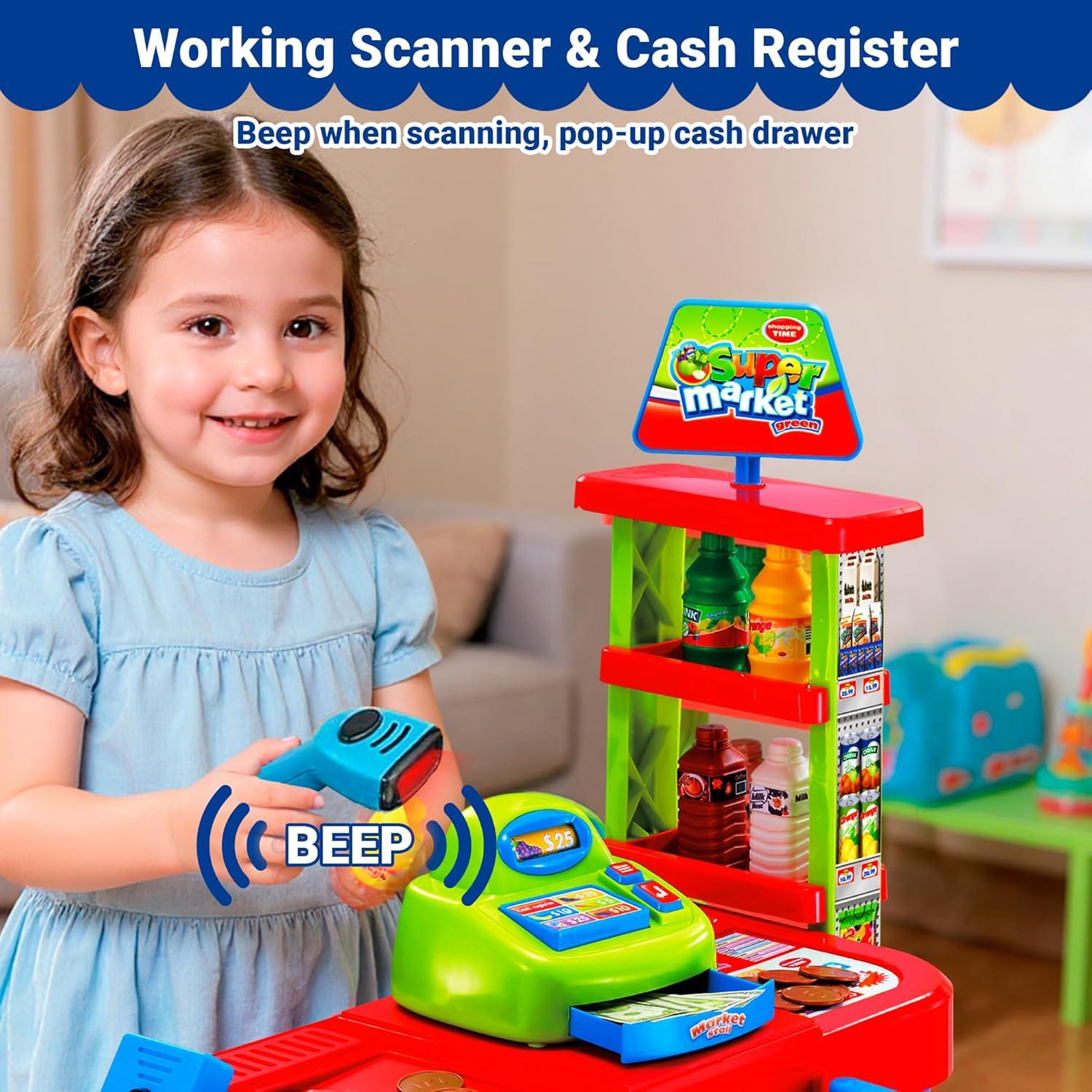 Juego de Supermercado OLEOCA con Carrito y Caja Registradora