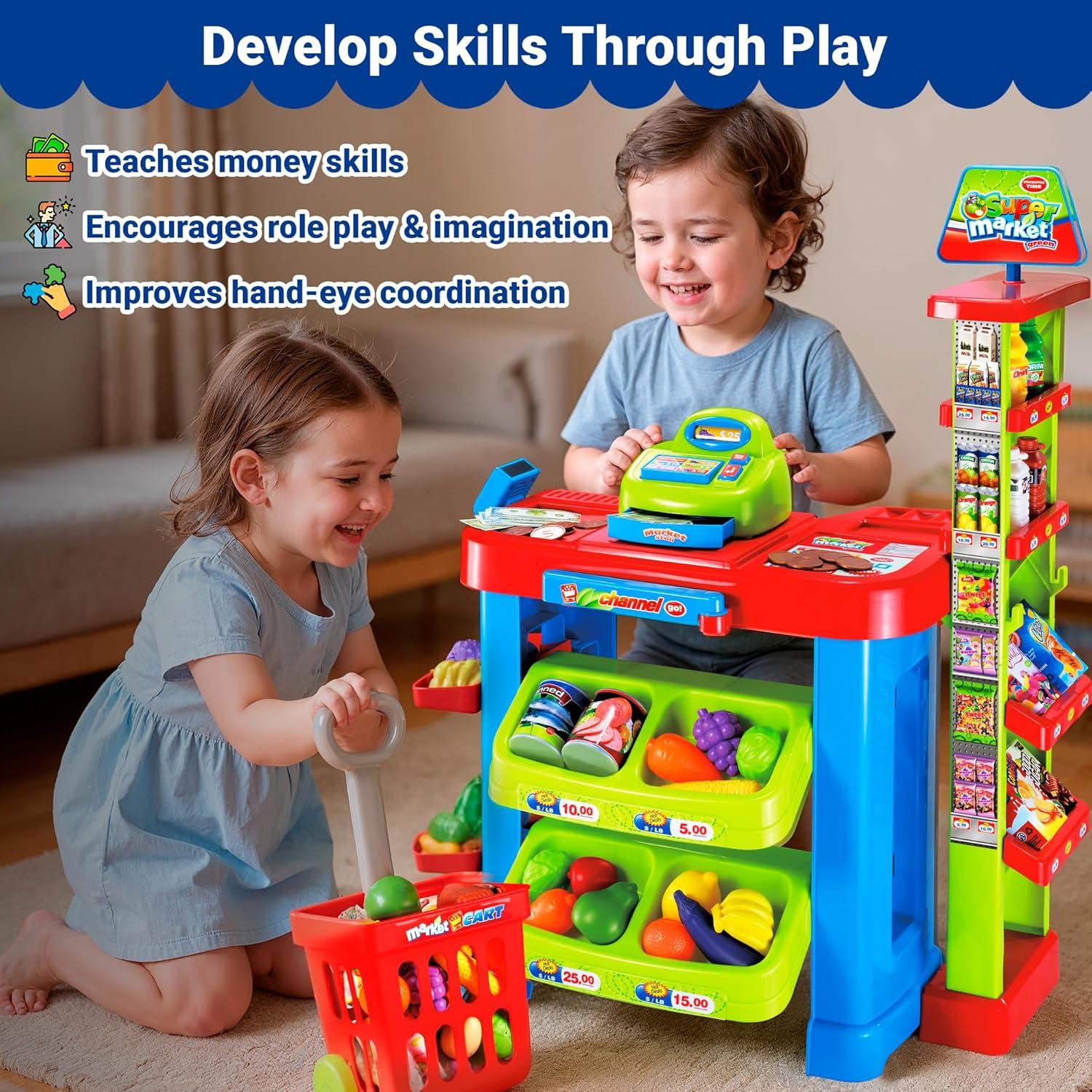 Juego de Supermercado OLEOCA con Carrito y Caja Registradora