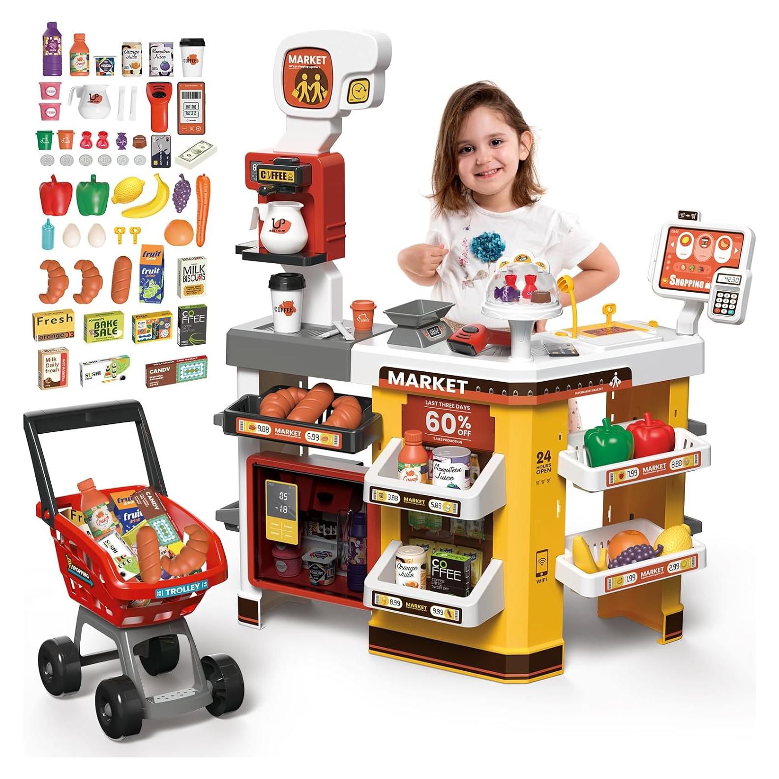 Juego de Tienda de Abarrotes de Rol deAO con Carrito 66 PCS