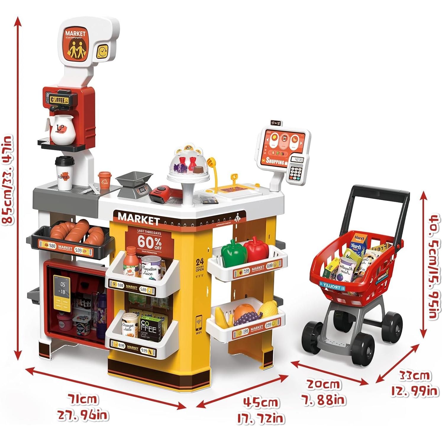 Juego de Tienda de Abarrotes de Rol deAO con Carrito 66 PCS