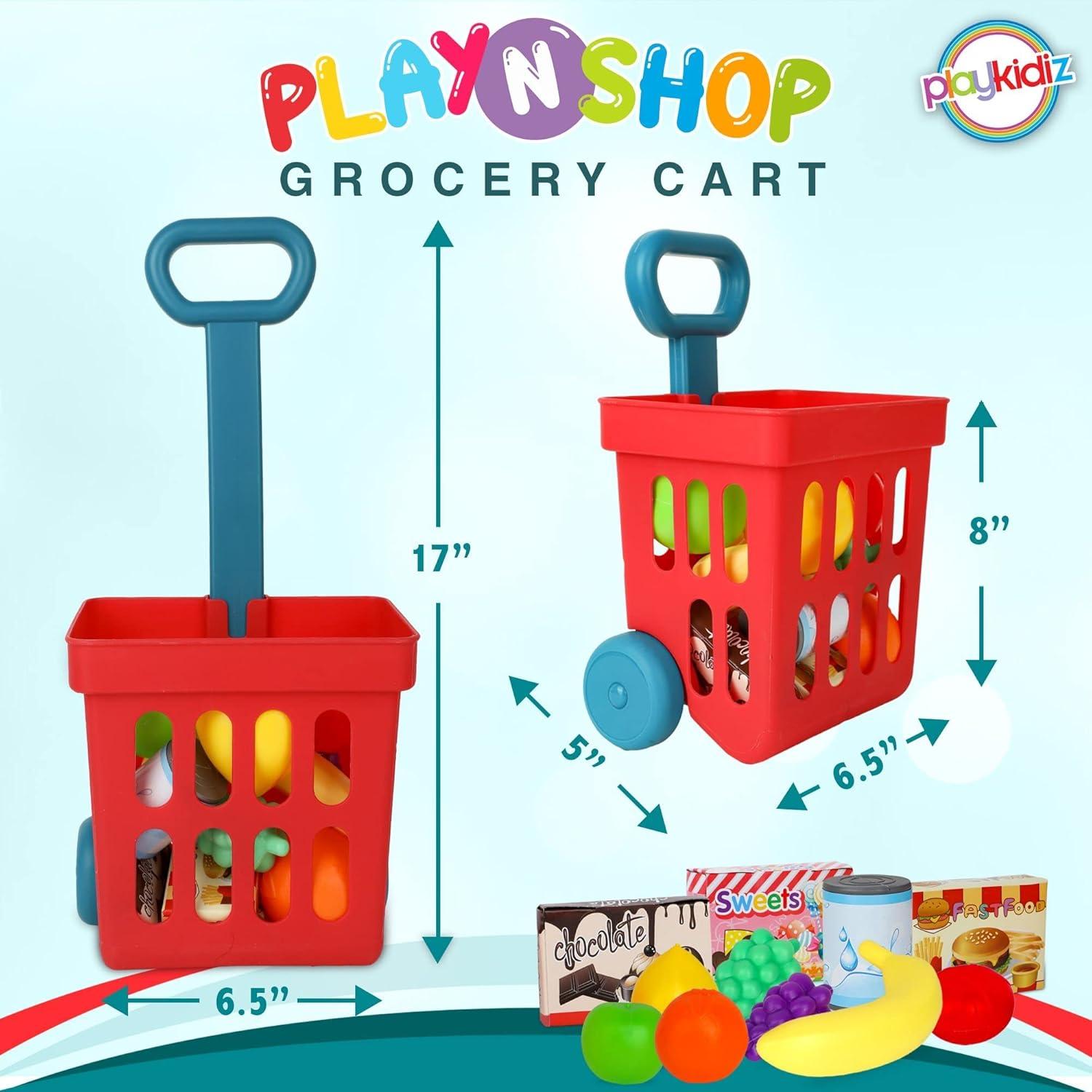 Juego de Carrito de Compras Playkidz con Caja Registradora 13 Piezas