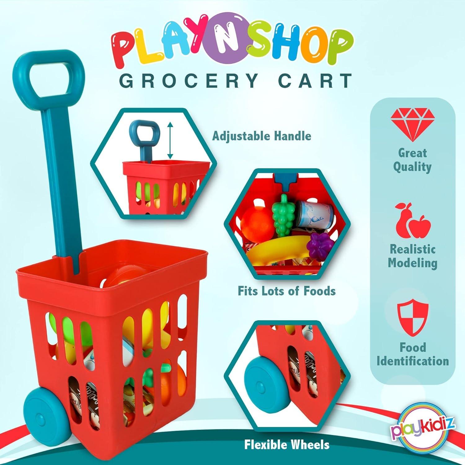 Juego de Carrito de Compras Playkidz con Caja Registradora 13 Piezas