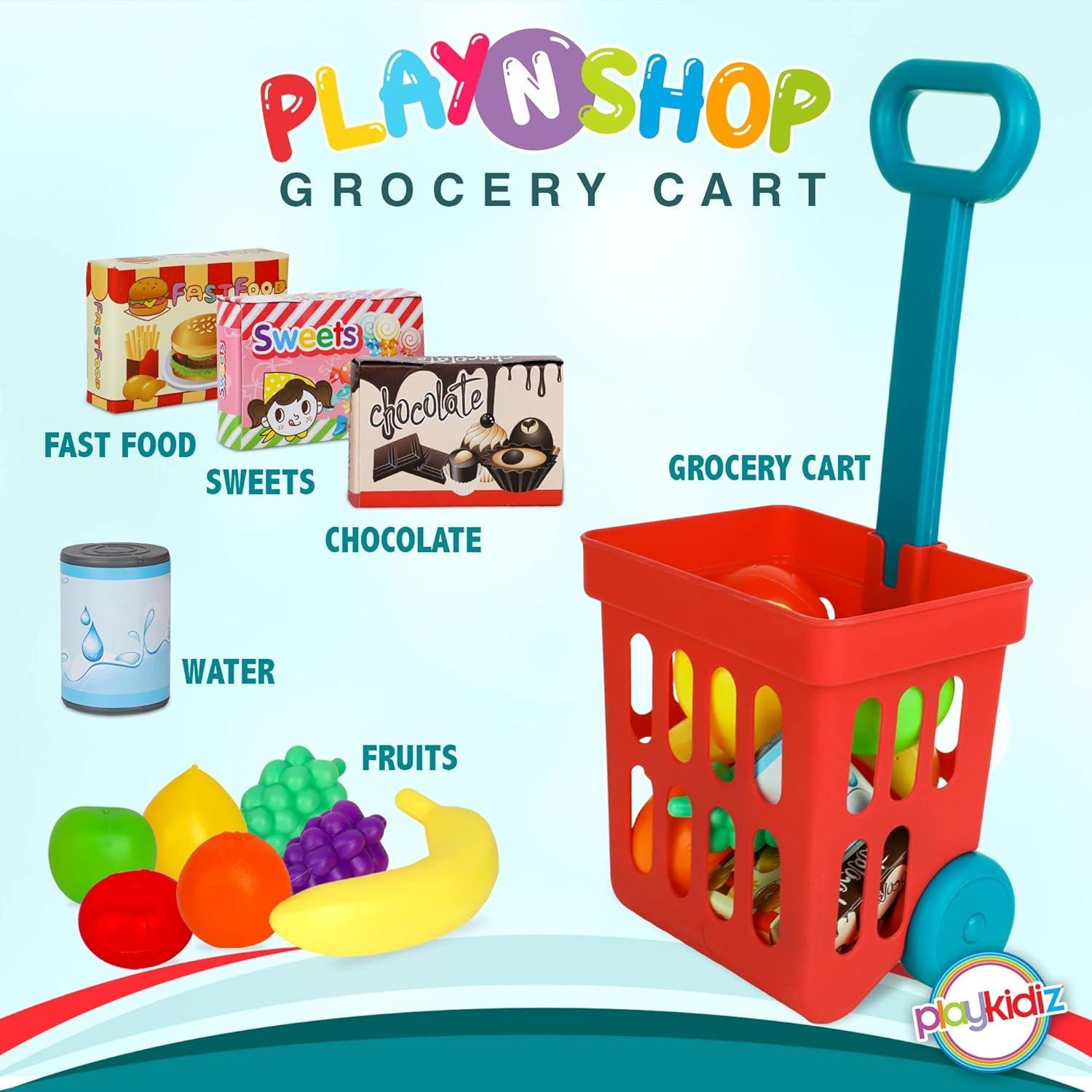 Juego de Carrito de Compras Playkidz con Caja Registradora 13 Piezas