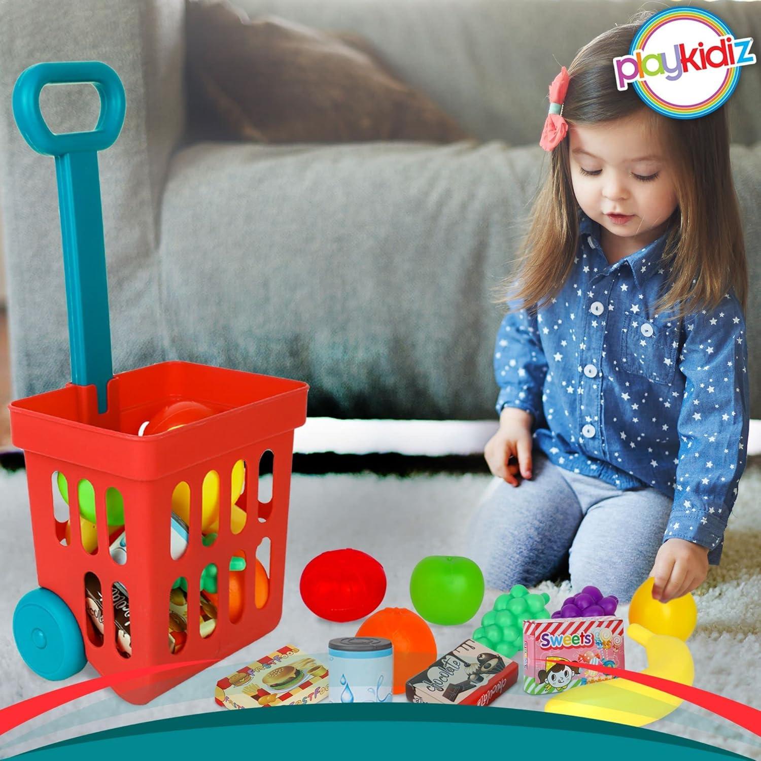 Juego de Carrito de Compras Playkidz con Caja Registradora 13 Piezas
