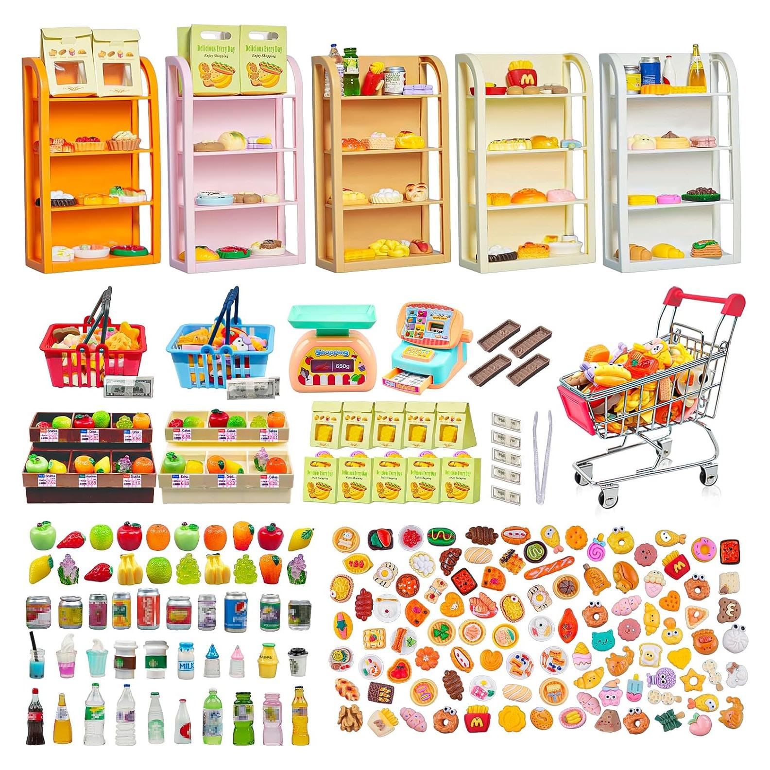 Mini Juguetes de Comida YOUHORYA - Carrito, Estantes y Más