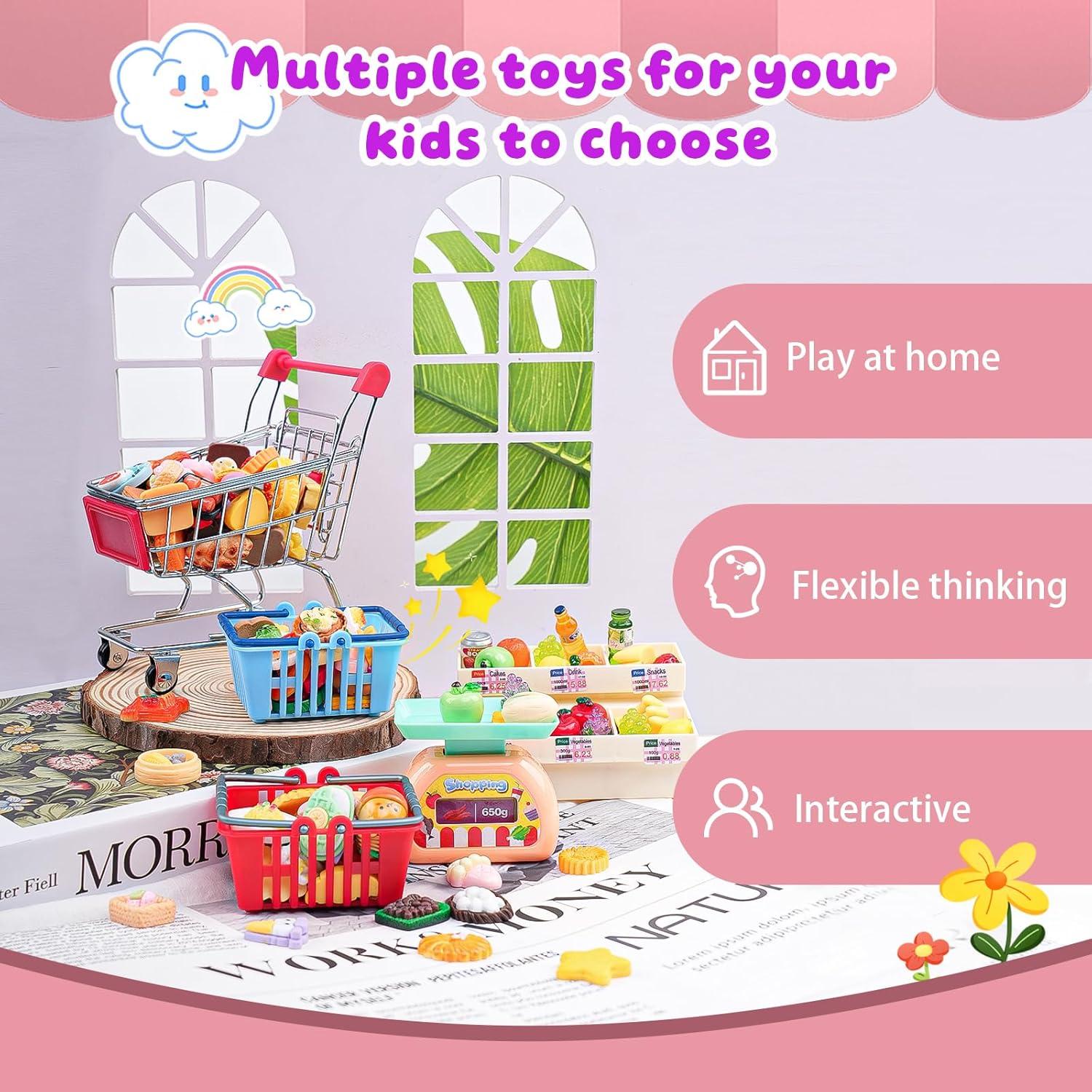 Mini Juguetes de Comida YOUHORYA - Carrito, Estantes y Más