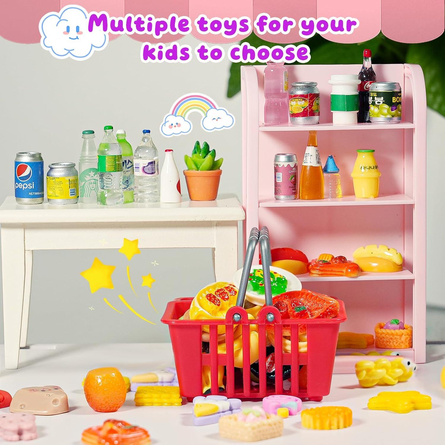 Mini Juguetes de Comida YOUHORYA - Carrito, Estantes y Más