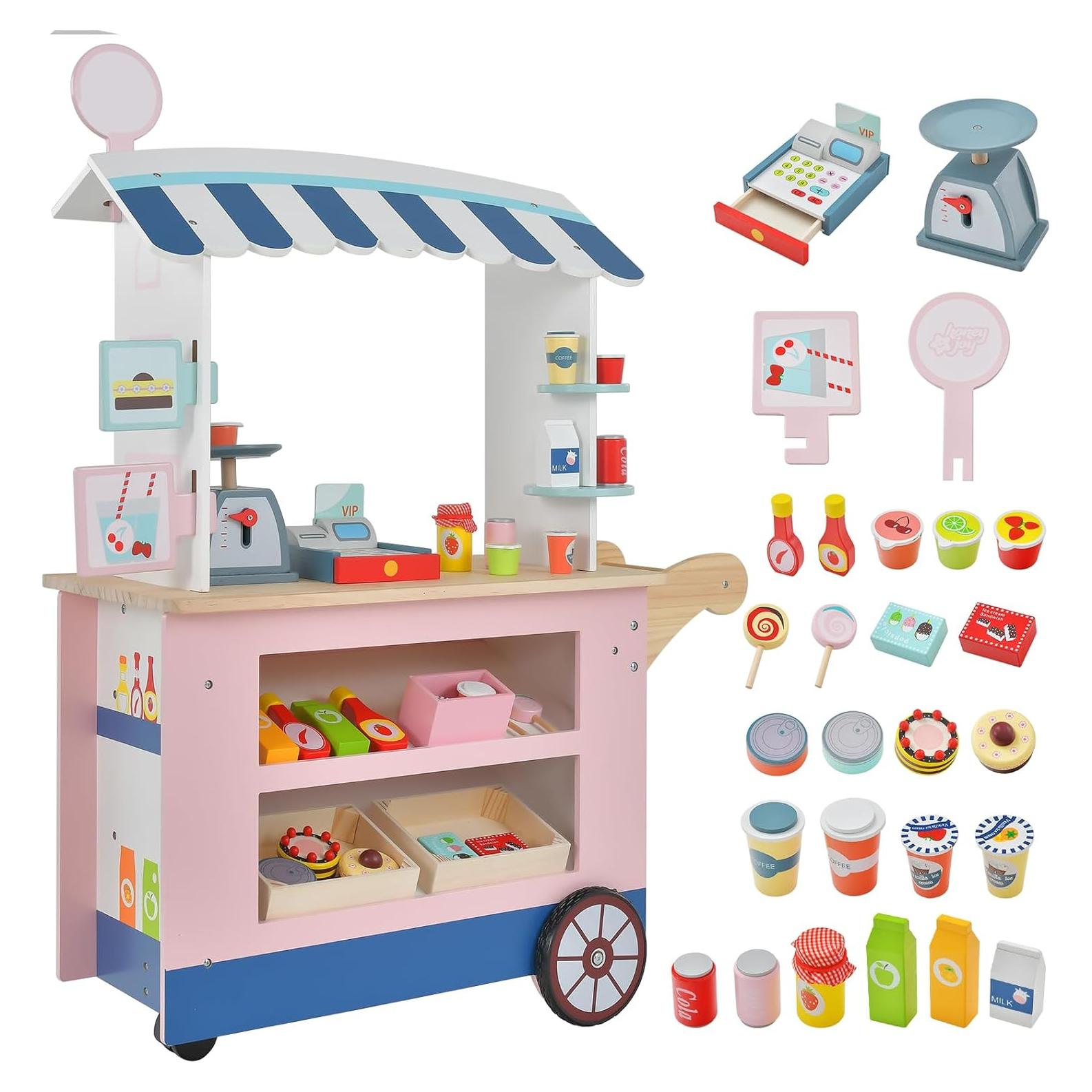 Juego de Tienda de Abarrotes Costzon para Niños 30 Piezas Rosa