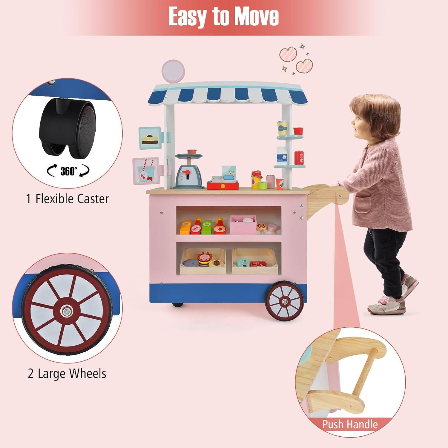 Juego de Tienda de Abarrotes Costzon para Niños 30 Piezas Rosa