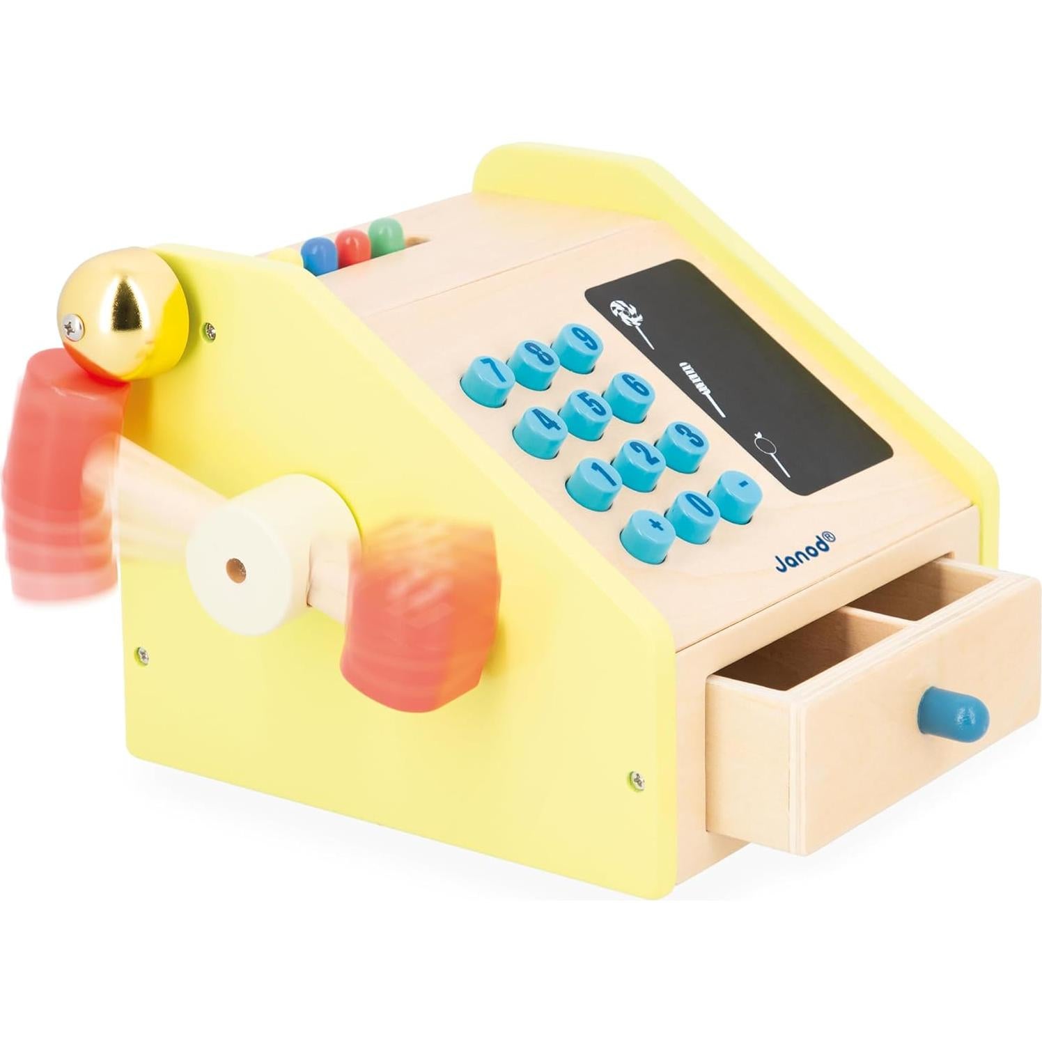 Juego de Imitación Janod Applepop - Comerciante de Dulces con Caja Registradora - 19 Accesorios - Juguete de Madera para Niños de 3 a 8 Años