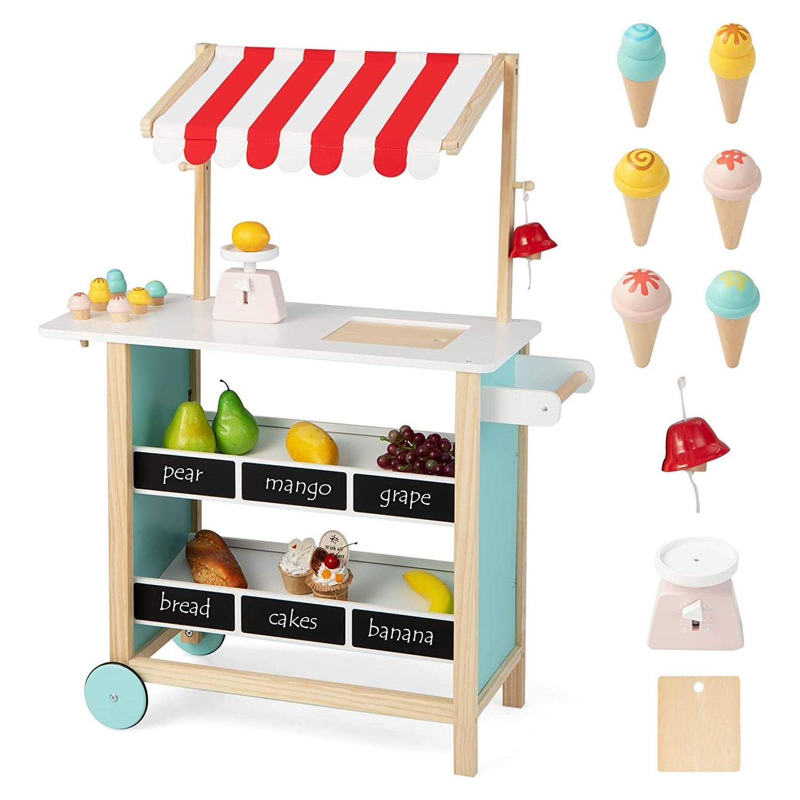 Carrito de Helados HONEY JOY para Niños - Juguete de Madera 75x30x102cm