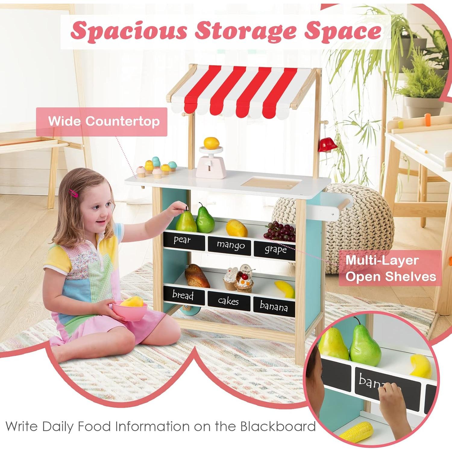 Carrito de Helados HONEY JOY para Niños - Juguete de Madera 75x30x102cm