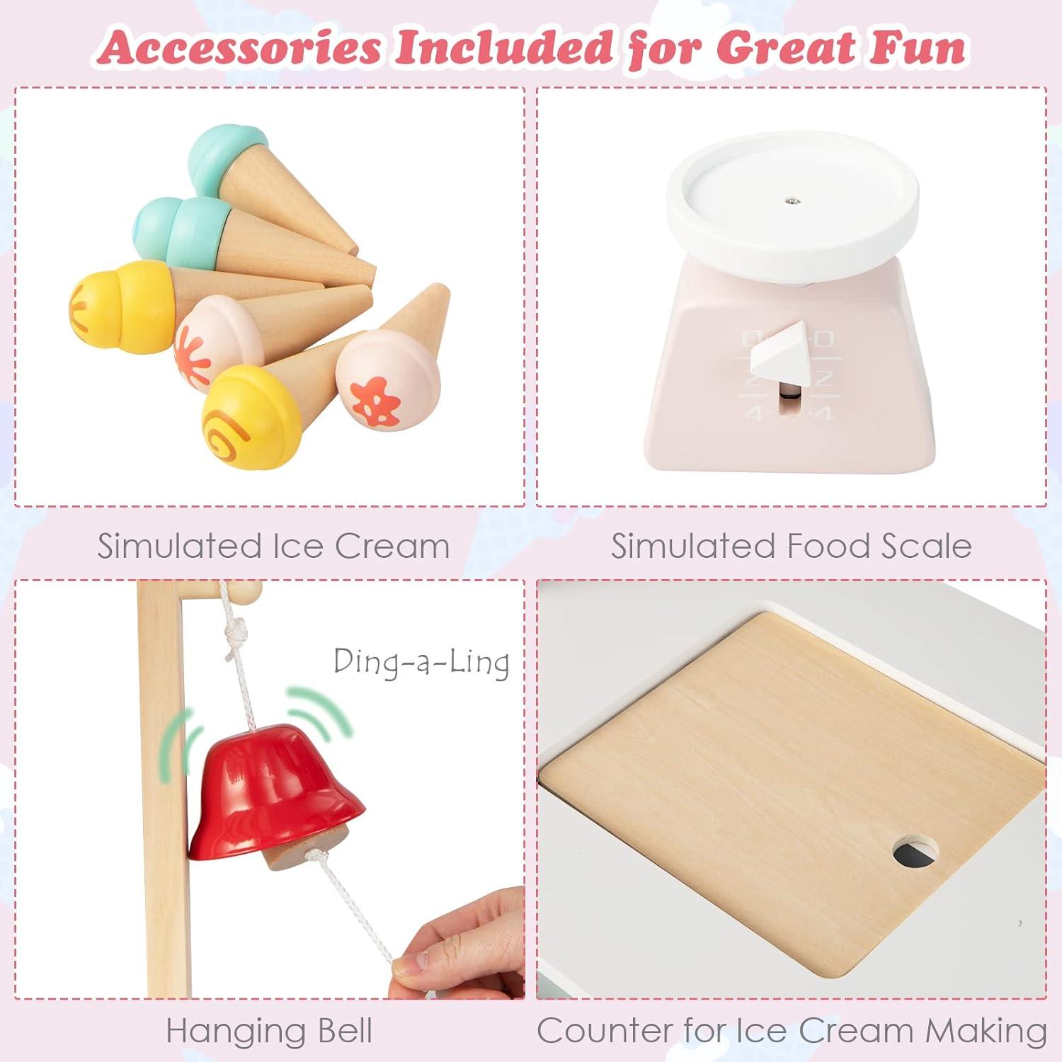 Carrito de Helados HONEY JOY para Niños - Juguete de Madera 75x30x102cm