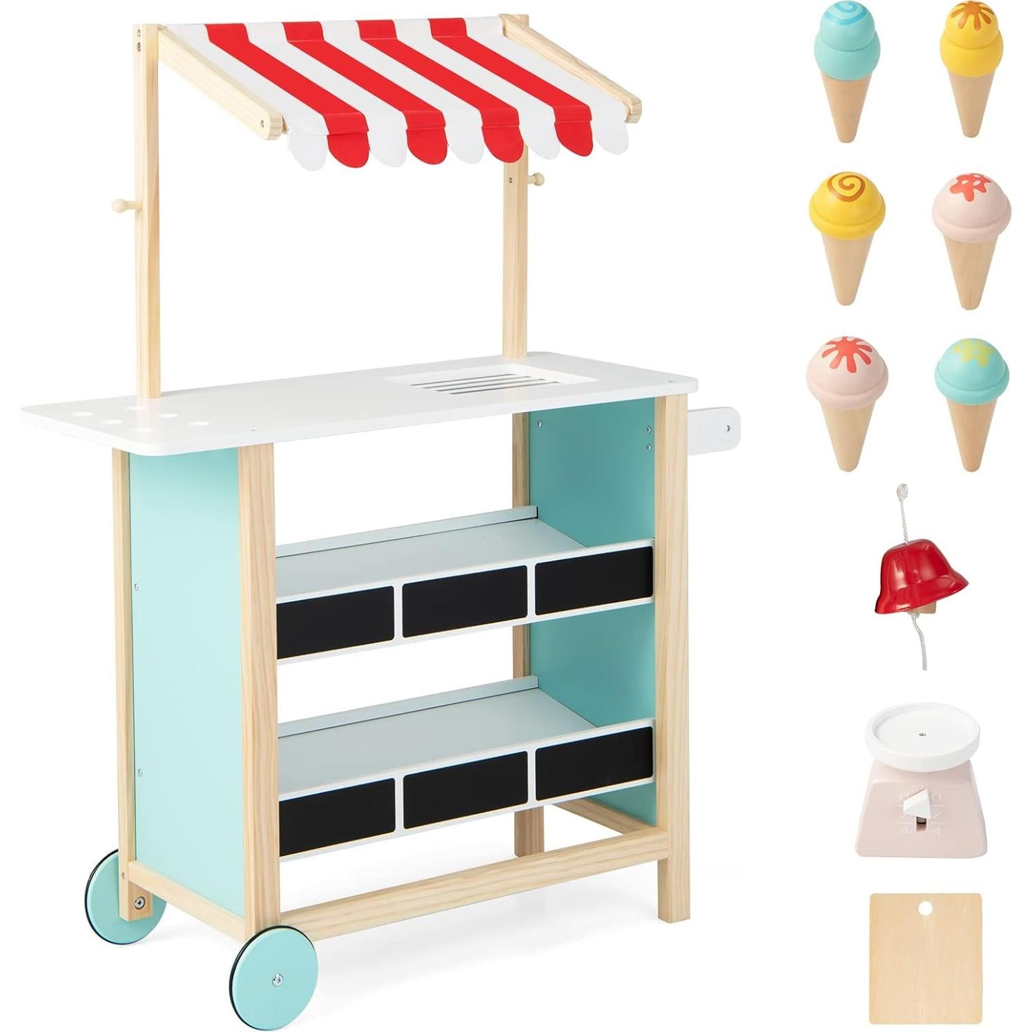 Carrito de Helados HONEY JOY para Niños - Juguete de Madera 75x30x102cm